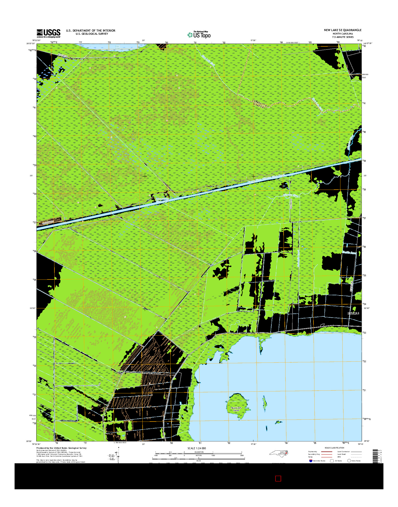 USGS US TOPO 7.5-MINUTE MAP FOR NEW LAKE SE, NC 2016