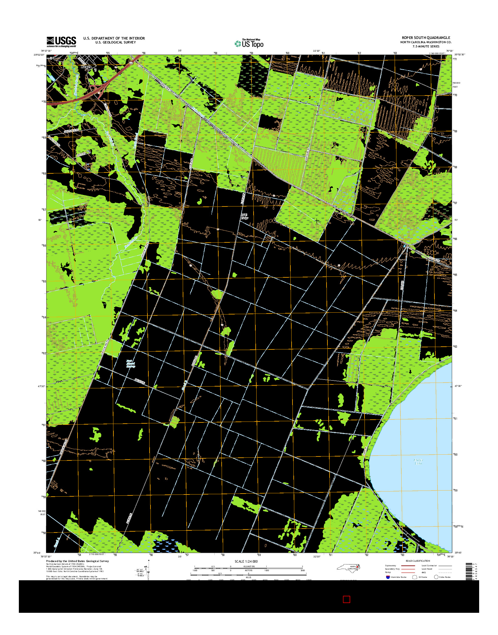 USGS US TOPO 7.5-MINUTE MAP FOR ROPER SOUTH, NC 2016