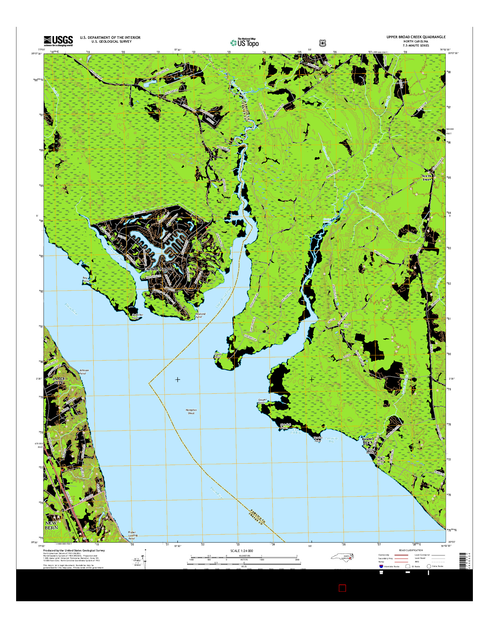 USGS US TOPO 7.5-MINUTE MAP FOR UPPER BROAD CREEK, NC 2016