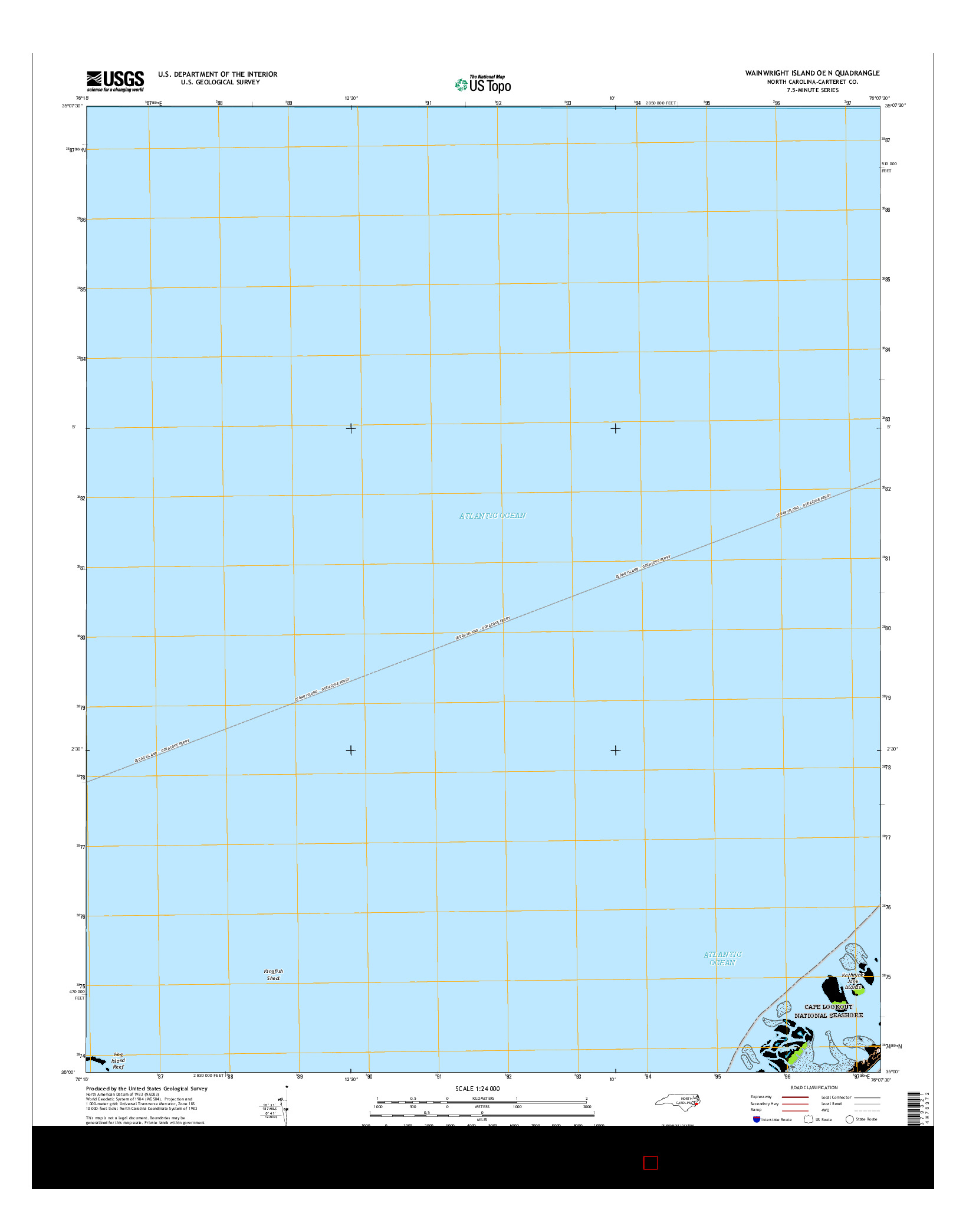 USGS US TOPO 7.5-MINUTE MAP FOR WAINWRIGHT ISLAND OE N, NC 2016