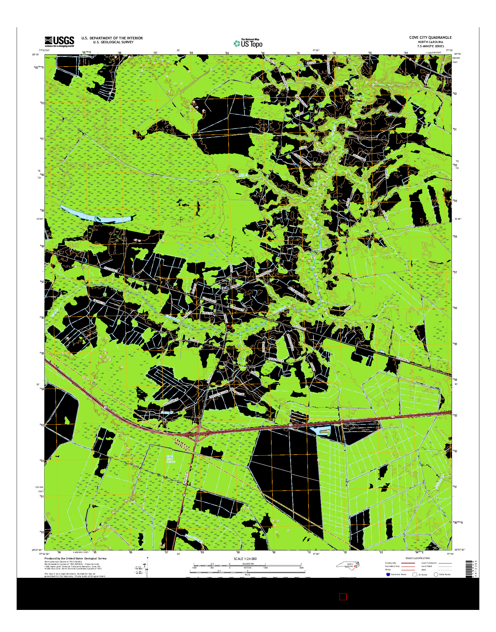 USGS US TOPO 7.5-MINUTE MAP FOR COVE CITY, NC 2016