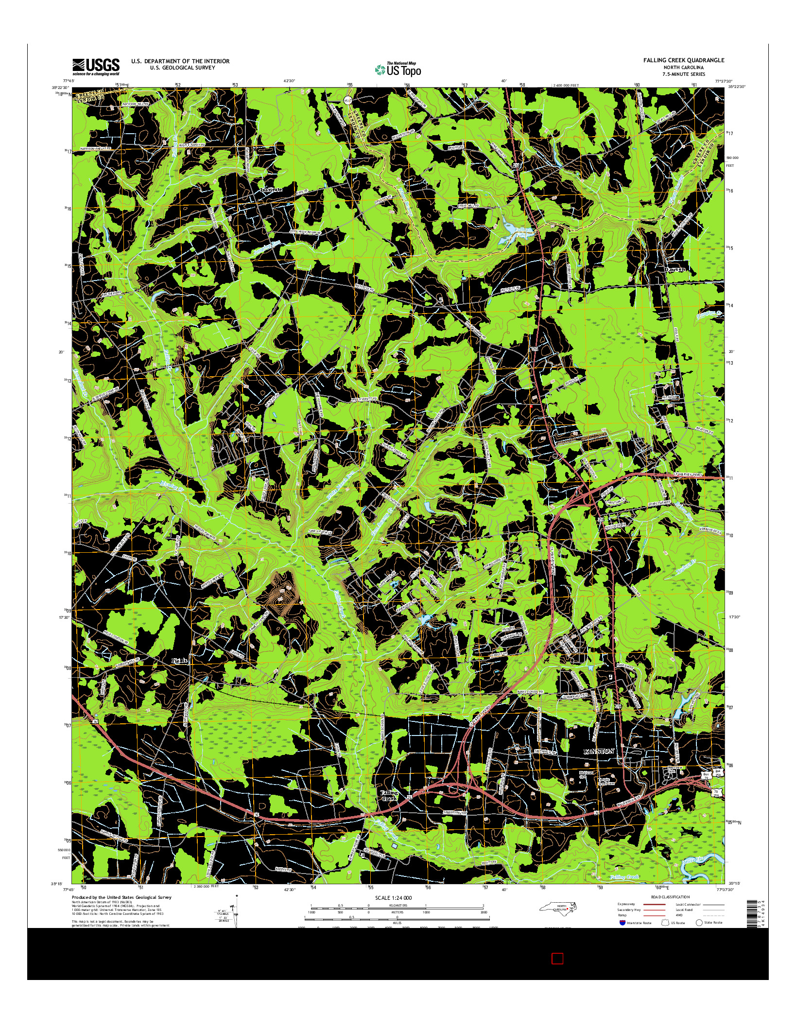 USGS US TOPO 7.5-MINUTE MAP FOR FALLING CREEK, NC 2016