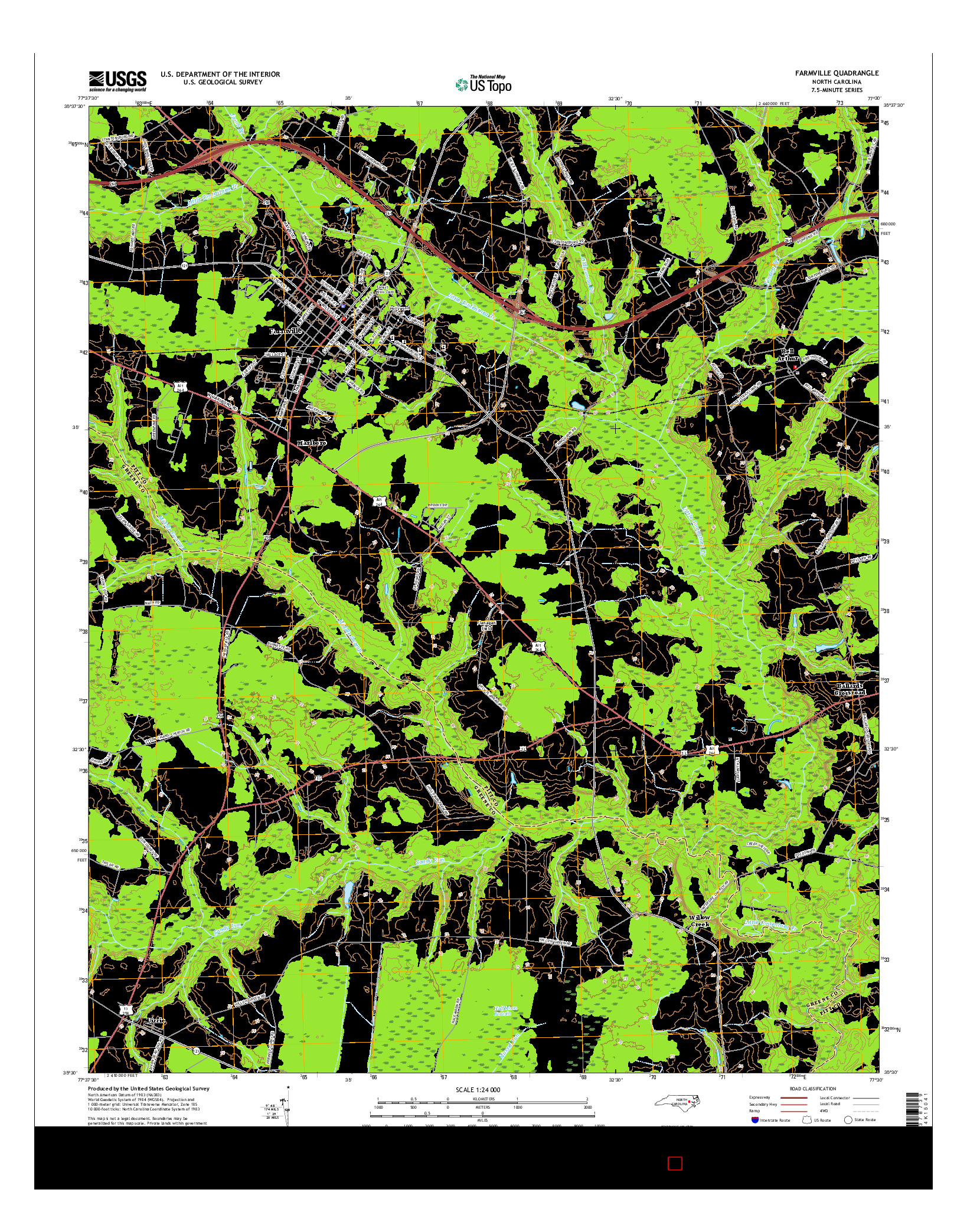 USGS US TOPO 7.5-MINUTE MAP FOR FARMVILLE, NC 2016