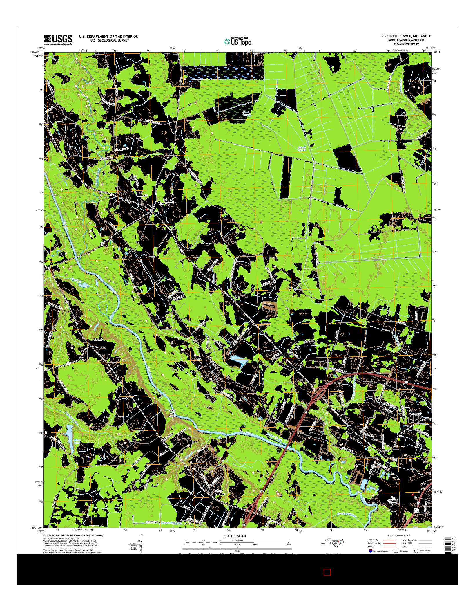 USGS US TOPO 7.5-MINUTE MAP FOR GREENVILLE NW, NC 2016