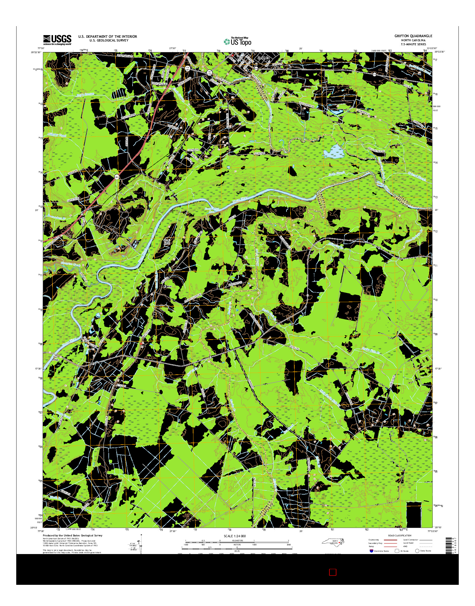 USGS US TOPO 7.5-MINUTE MAP FOR GRIFTON, NC 2016