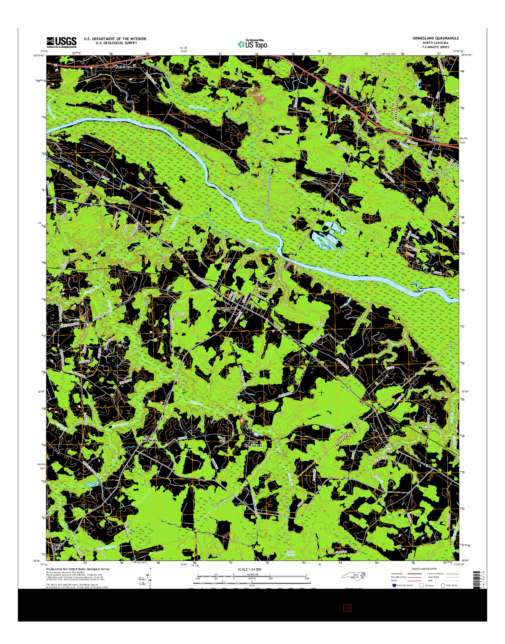 USGS US TOPO 7.5-MINUTE MAP FOR GRIMESLAND, NC 2016