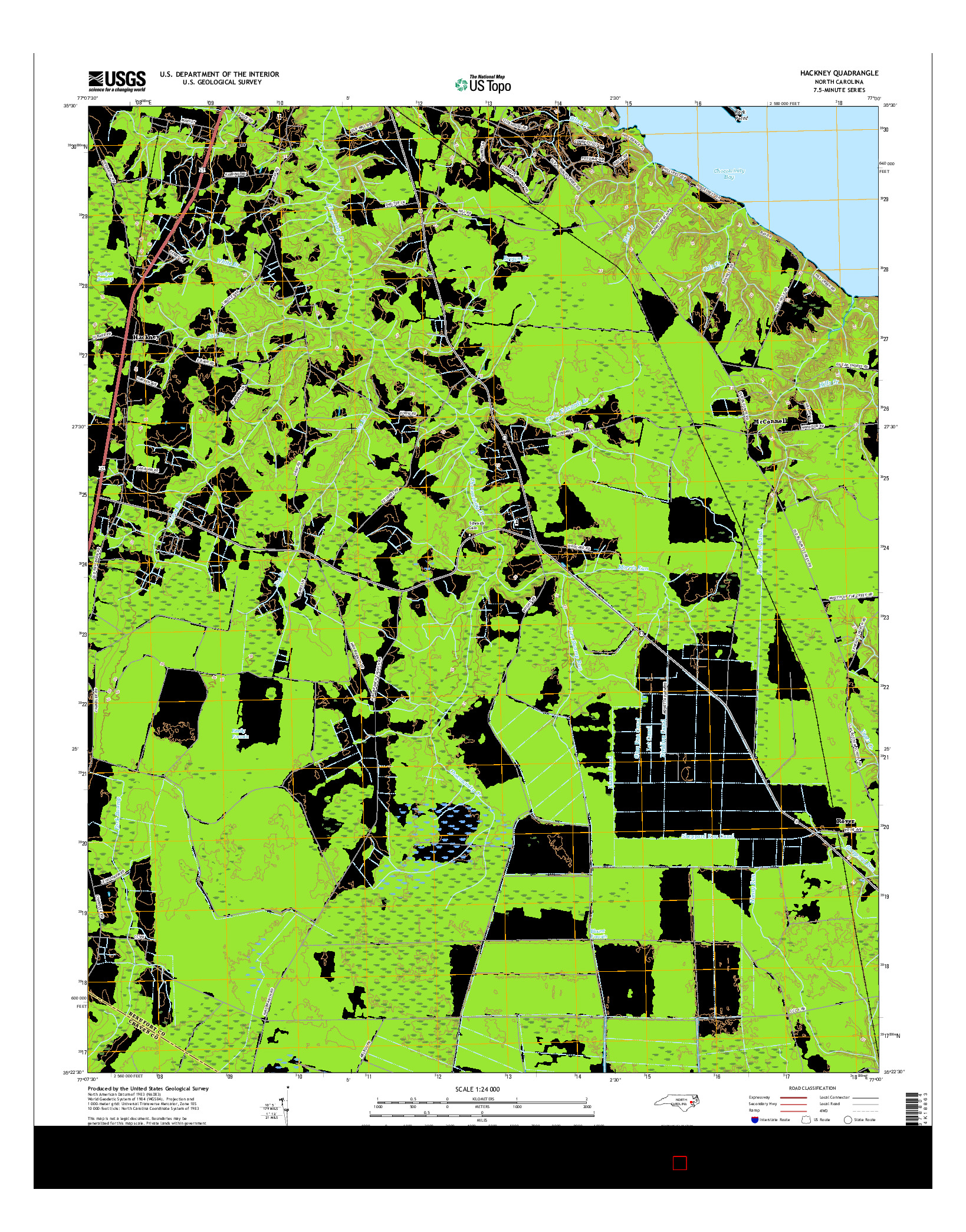 USGS US TOPO 7.5-MINUTE MAP FOR HACKNEY, NC 2016