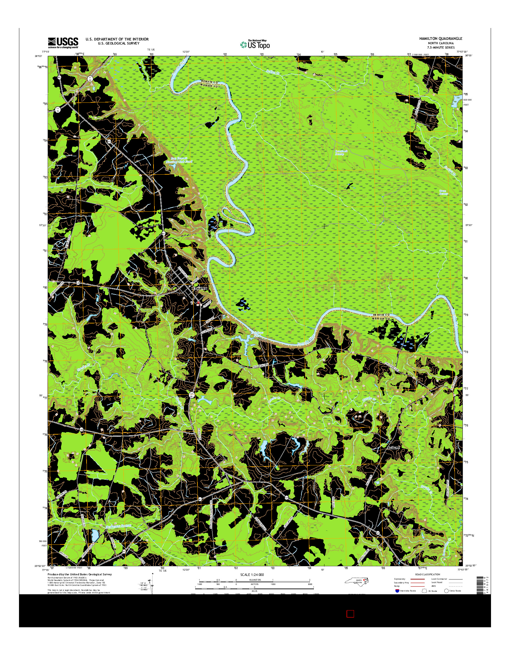 USGS US TOPO 7.5-MINUTE MAP FOR HAMILTON, NC 2016