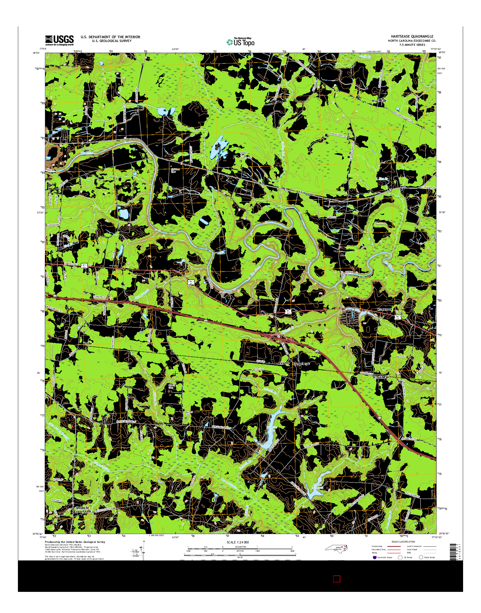 USGS US TOPO 7.5-MINUTE MAP FOR HARTSEASE, NC 2016