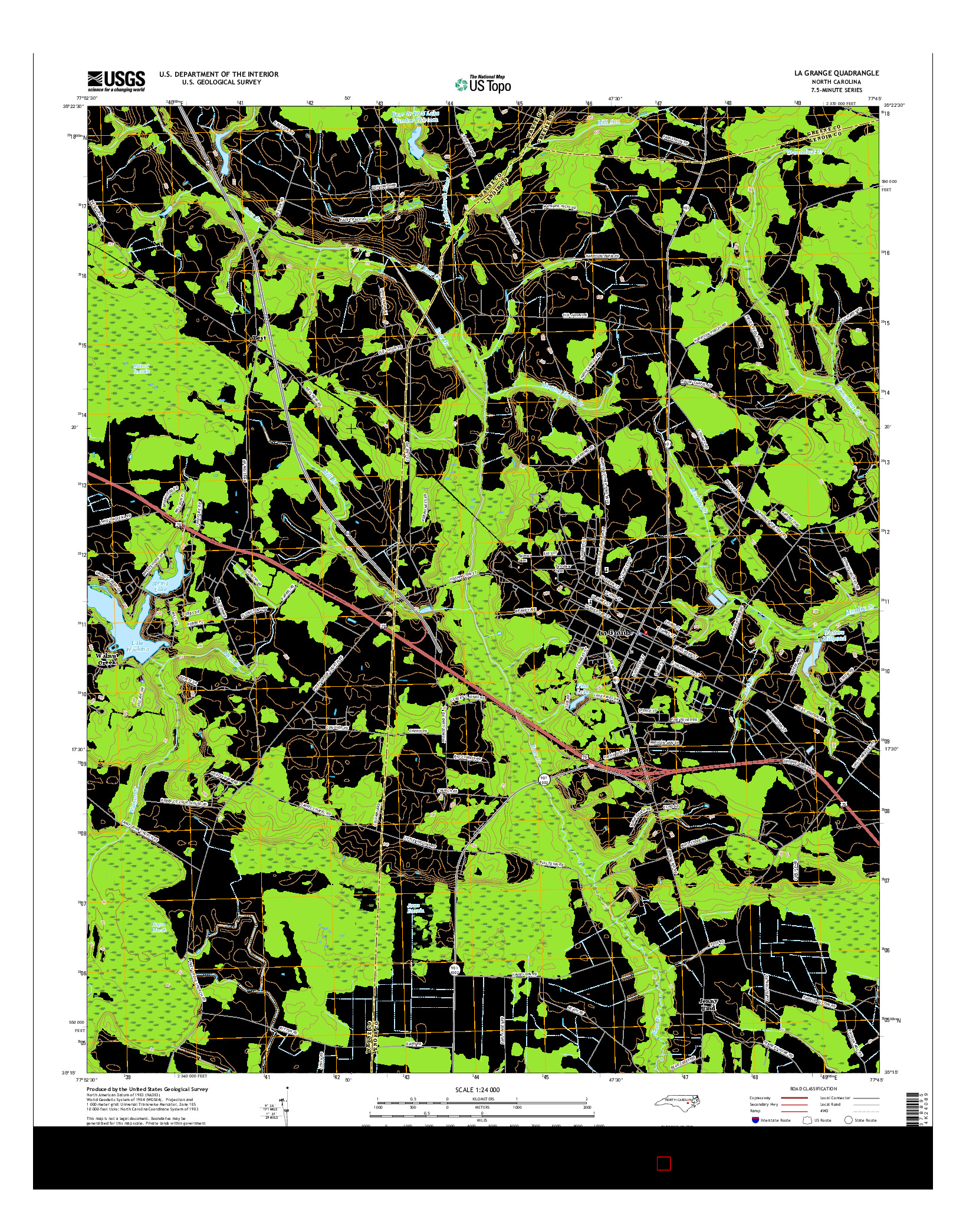 USGS US TOPO 7.5-MINUTE MAP FOR LA GRANGE, NC 2016
