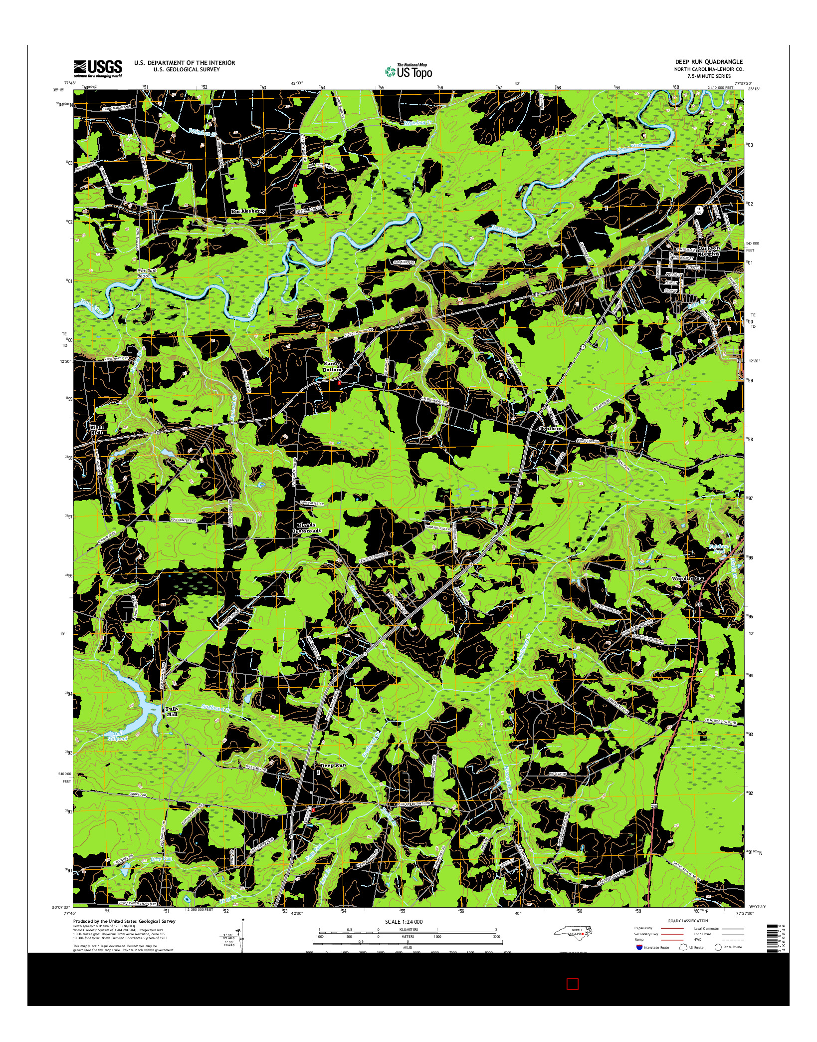 USGS US TOPO 7.5-MINUTE MAP FOR DEEP RUN, NC 2016