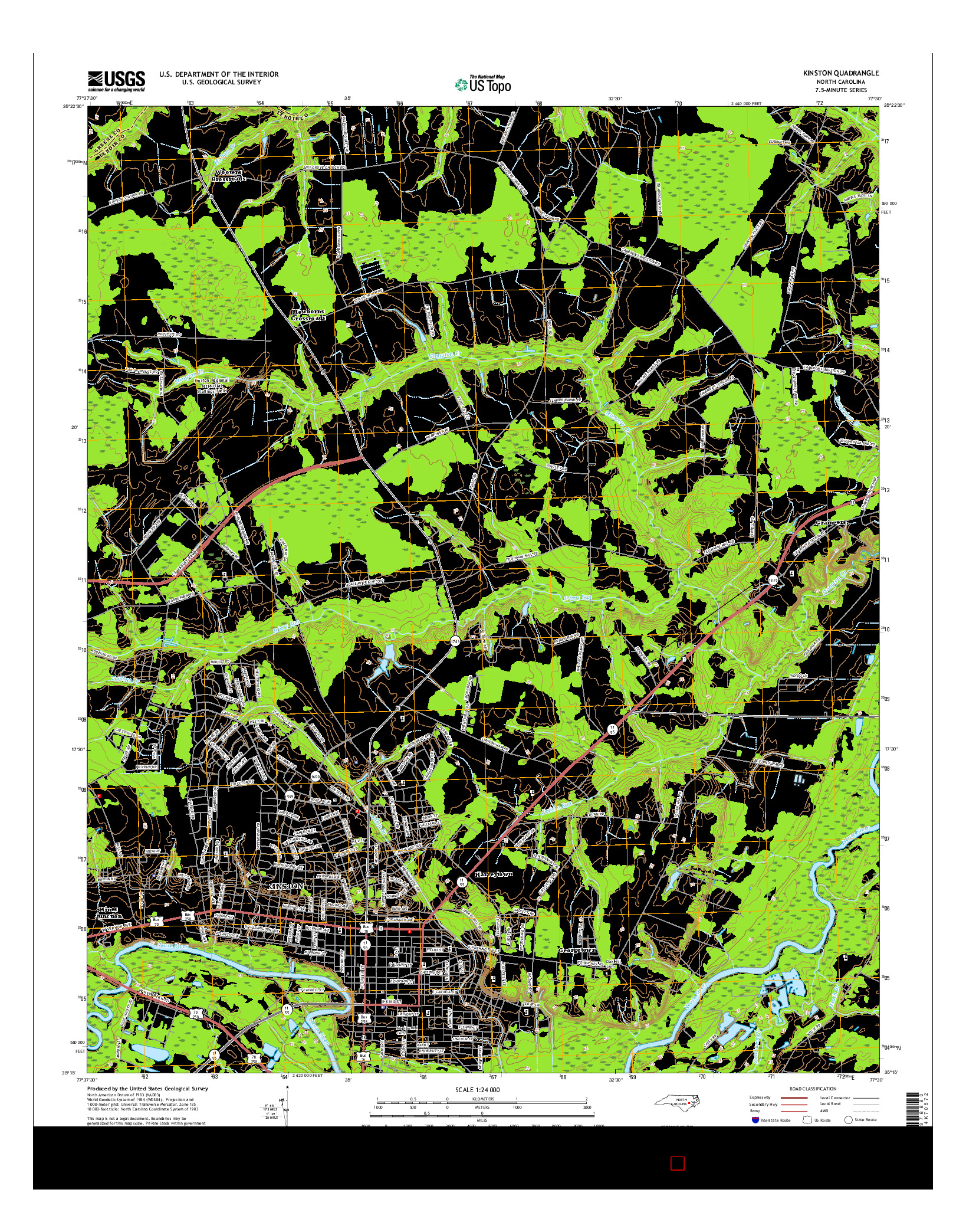 USGS US TOPO 7.5-MINUTE MAP FOR KINSTON, NC 2016