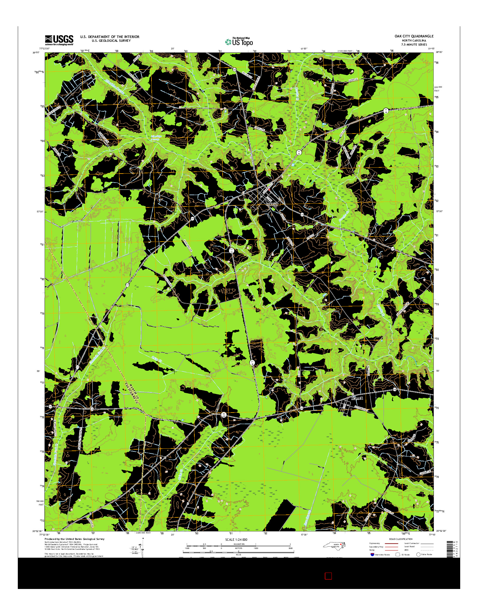 USGS US TOPO 7.5-MINUTE MAP FOR OAK CITY, NC 2016