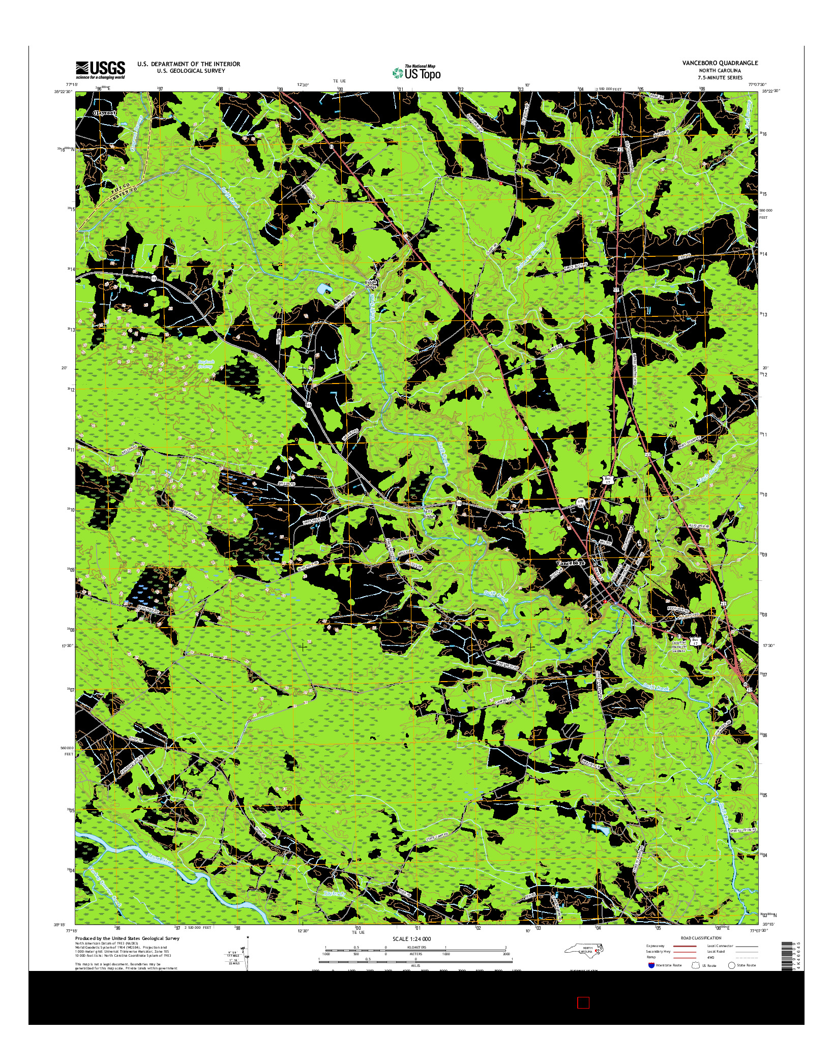 USGS US TOPO 7.5-MINUTE MAP FOR VANCEBORO, NC 2016