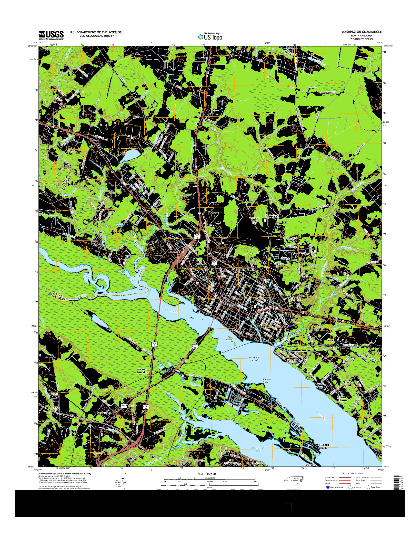 USGS US TOPO 7.5-MINUTE MAP FOR WASHINGTON, NC 2016