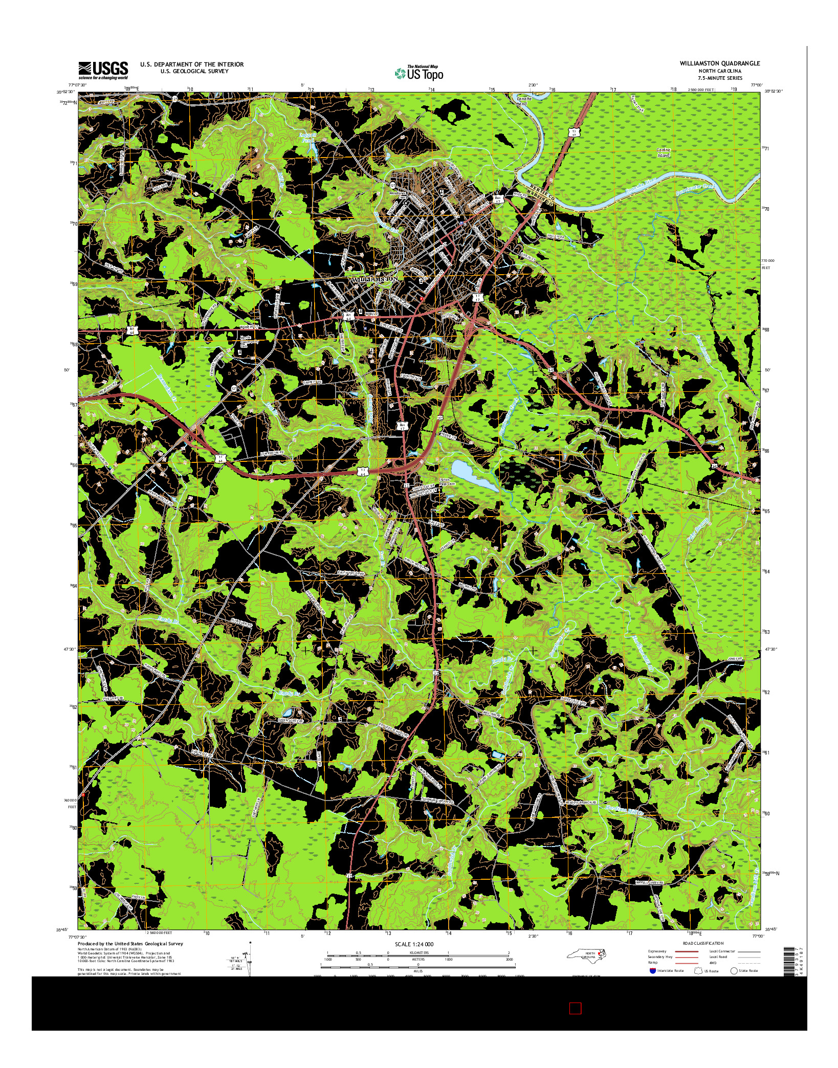 USGS US TOPO 7.5-MINUTE MAP FOR WILLIAMSTON, NC 2016