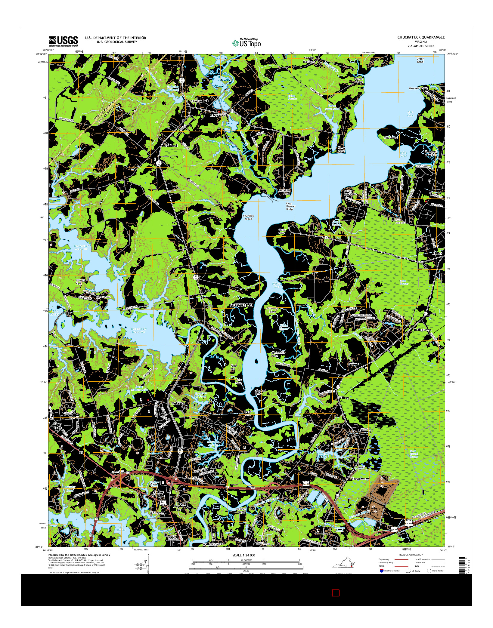 USGS US TOPO 7.5-MINUTE MAP FOR CHUCKATUCK, VA 2016