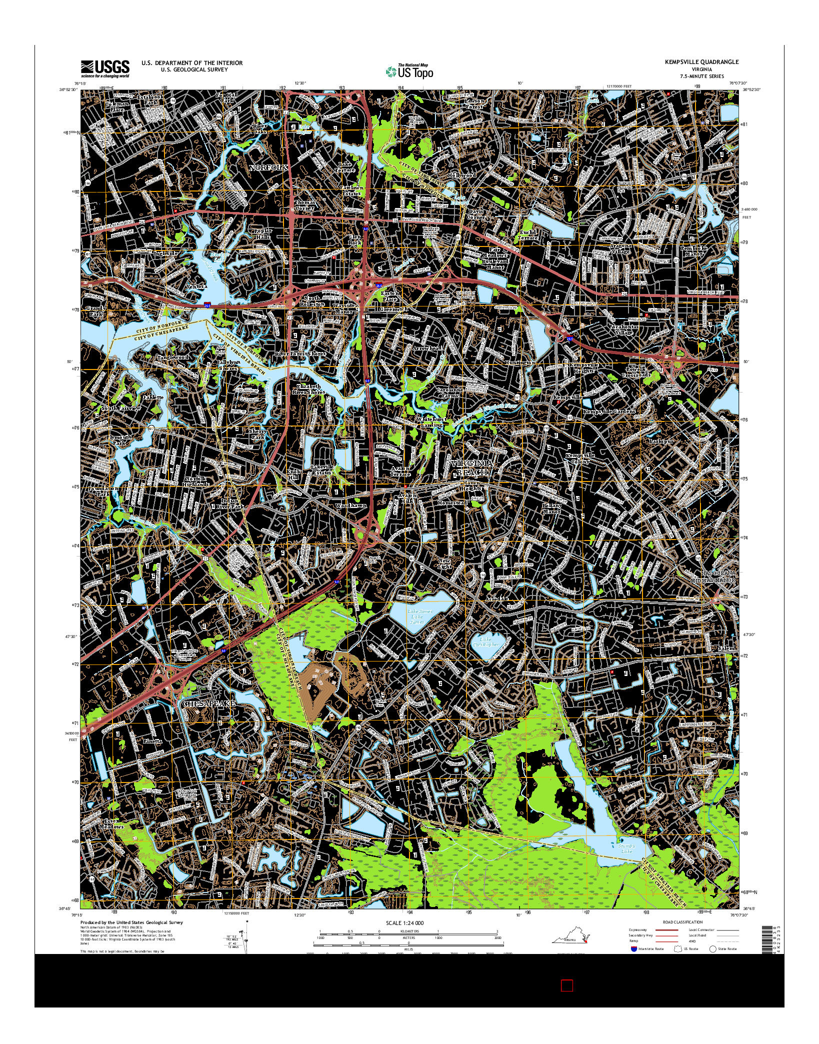 USGS US TOPO 7.5-MINUTE MAP FOR KEMPSVILLE, VA 2016