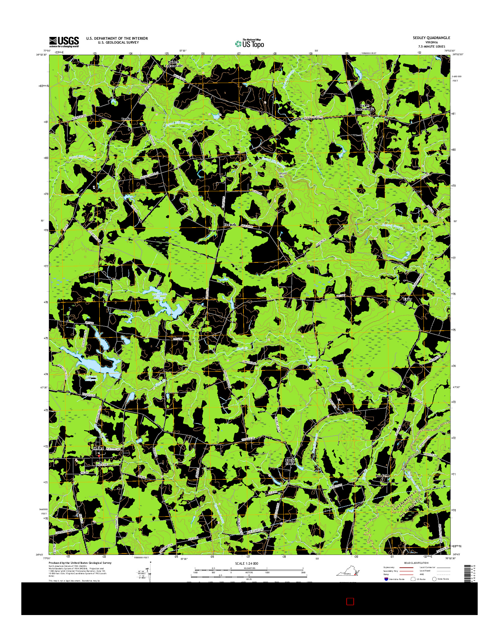 USGS US TOPO 7.5-MINUTE MAP FOR SEDLEY, VA 2016