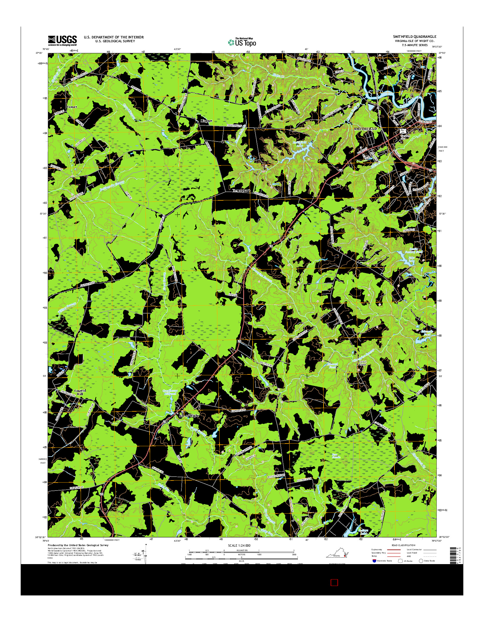 USGS US TOPO 7.5-MINUTE MAP FOR SMITHFIELD, VA 2016