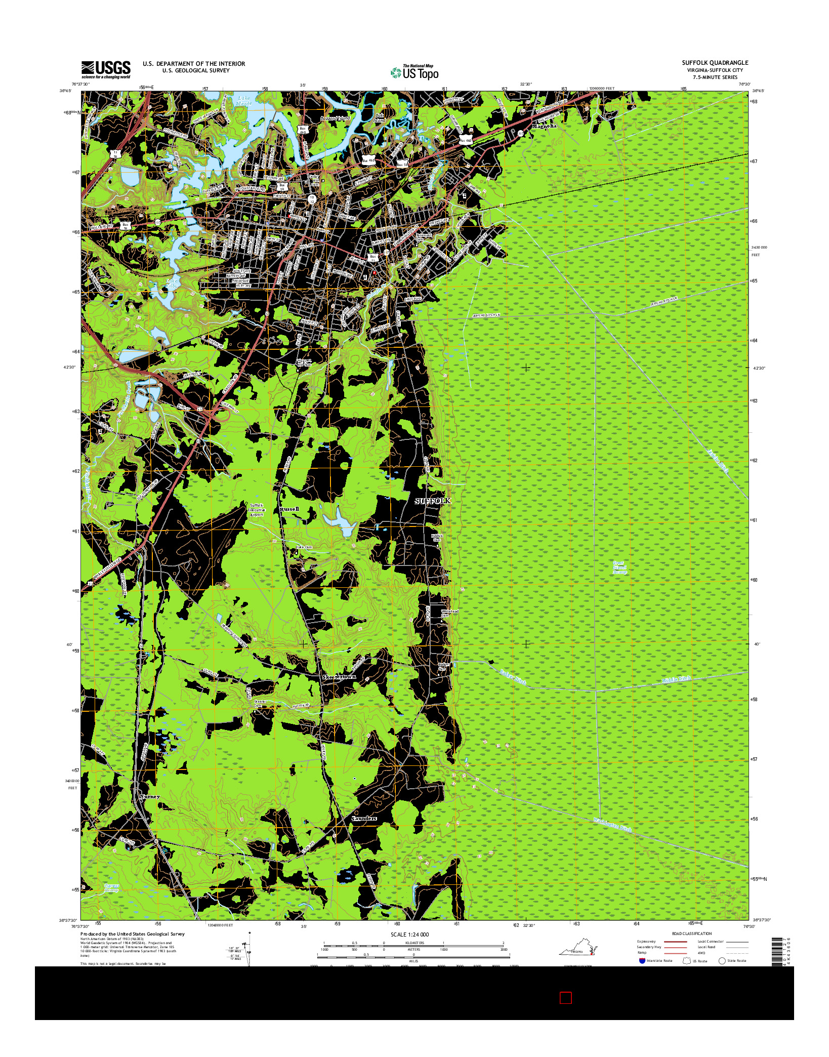 USGS US TOPO 7.5-MINUTE MAP FOR SUFFOLK, VA 2016