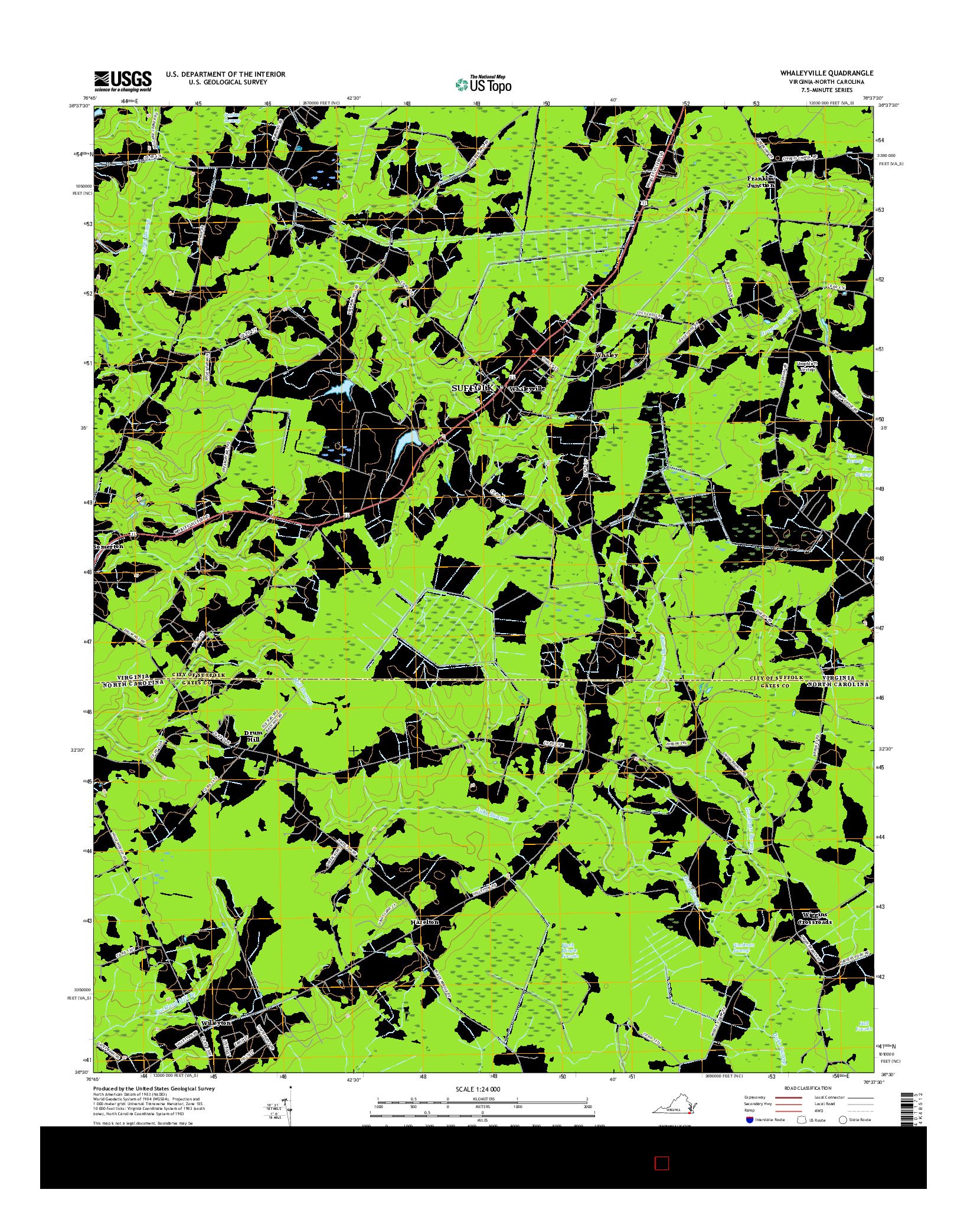 USGS US TOPO 7.5-MINUTE MAP FOR WHALEYVILLE, VA-NC 2016