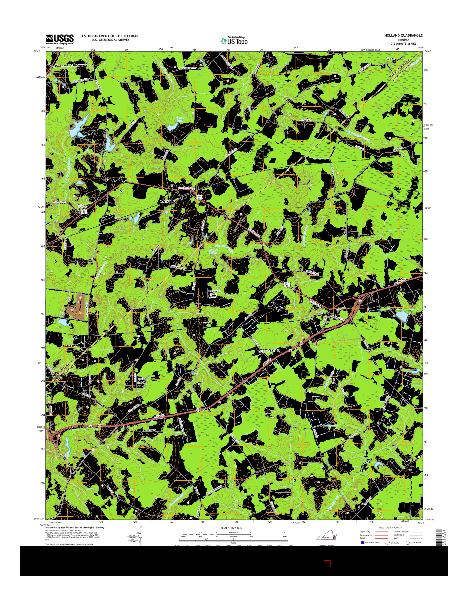 USGS US TOPO 7.5-MINUTE MAP FOR HOLLAND, VA 2016