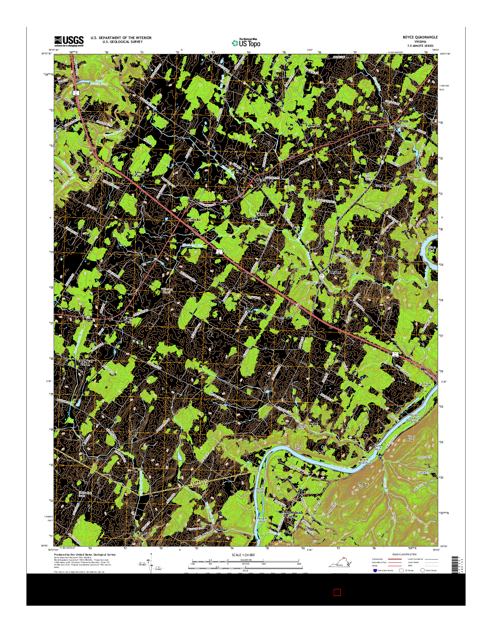 USGS US TOPO 7.5-MINUTE MAP FOR BOYCE, VA 2016