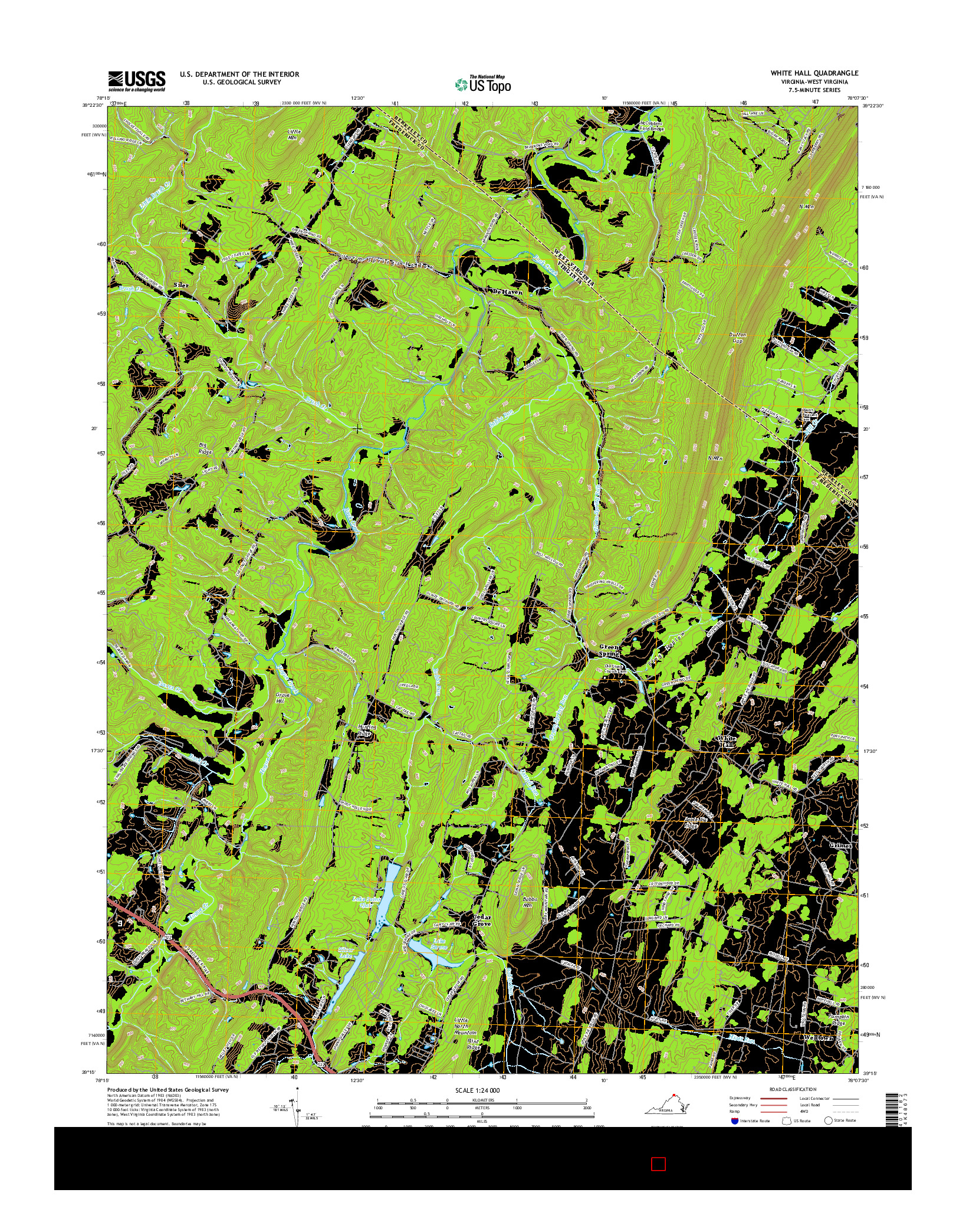 USGS US TOPO 7.5-MINUTE MAP FOR WHITE HALL, VA-WV 2016