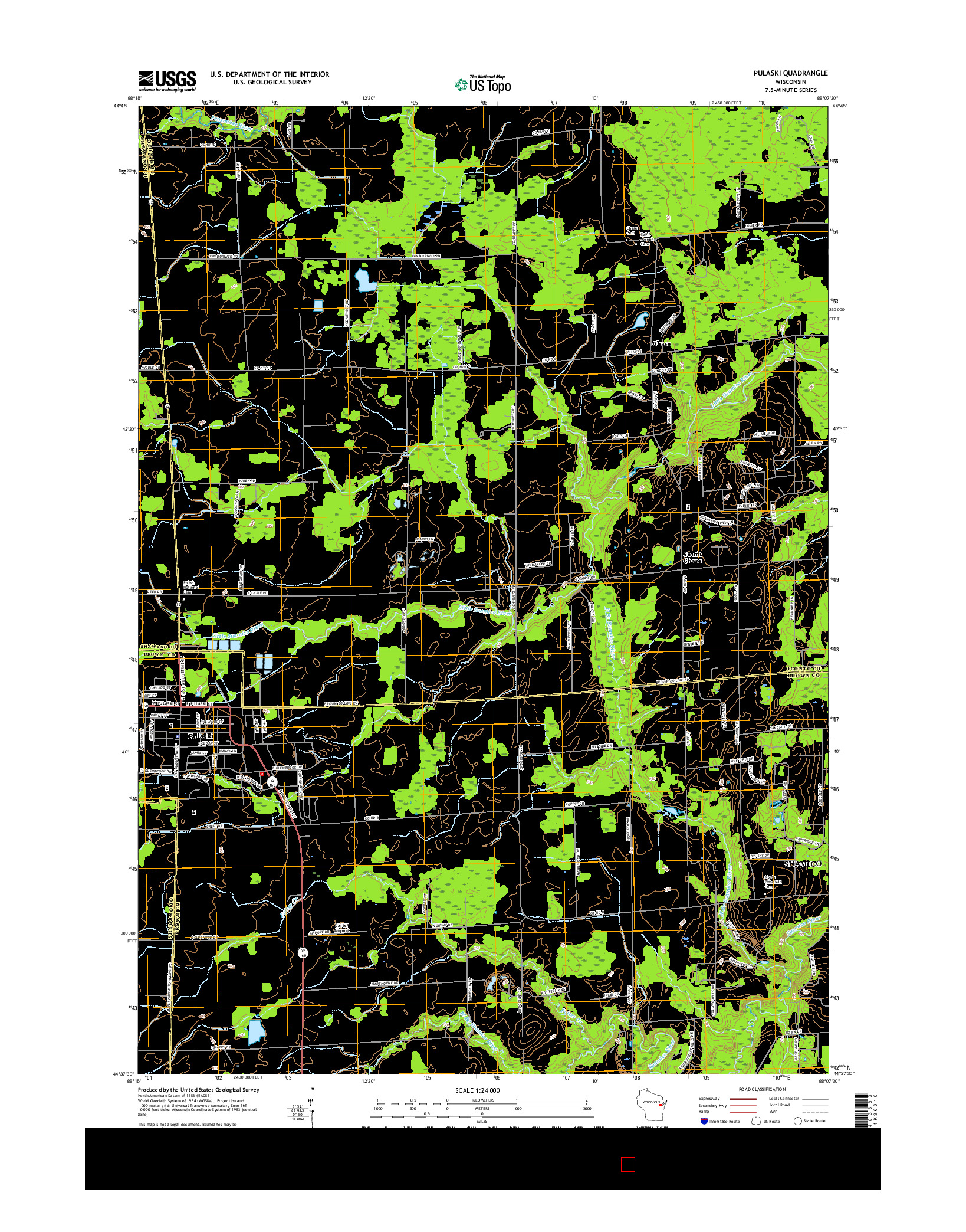 USGS US TOPO 7.5-MINUTE MAP FOR PULASKI, WI 2016