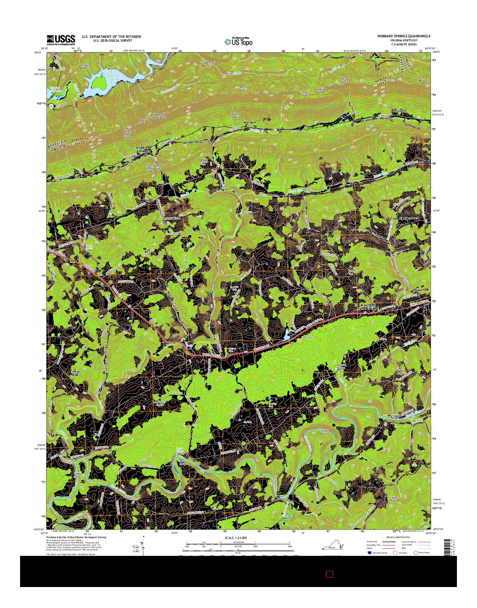 USGS US TOPO 7.5-MINUTE MAP FOR HUBBARD SPRINGS, VA-KY 2016