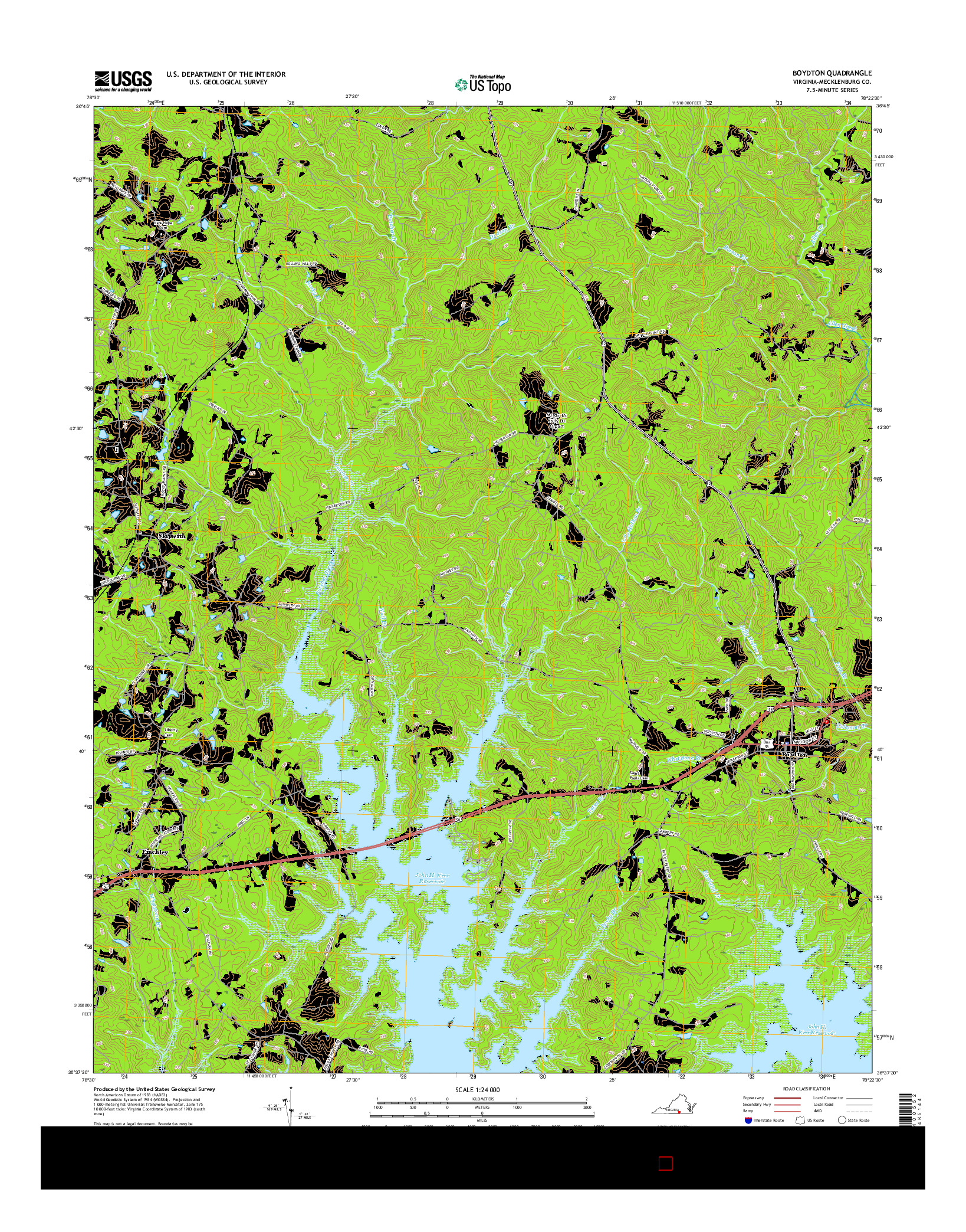 USGS US TOPO 7.5-MINUTE MAP FOR BOYDTON, VA 2016