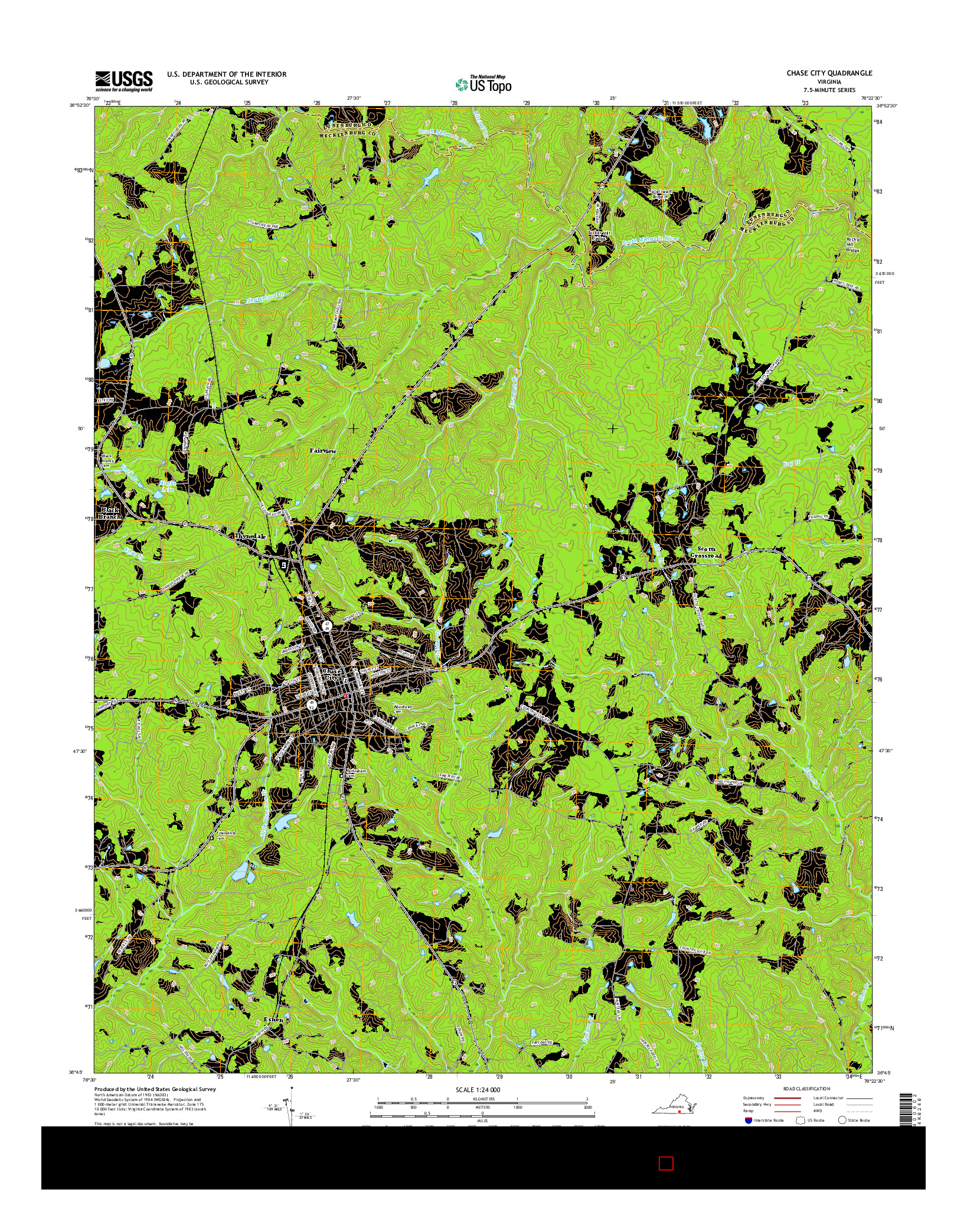 USGS US TOPO 7.5-MINUTE MAP FOR CHASE CITY, VA 2016