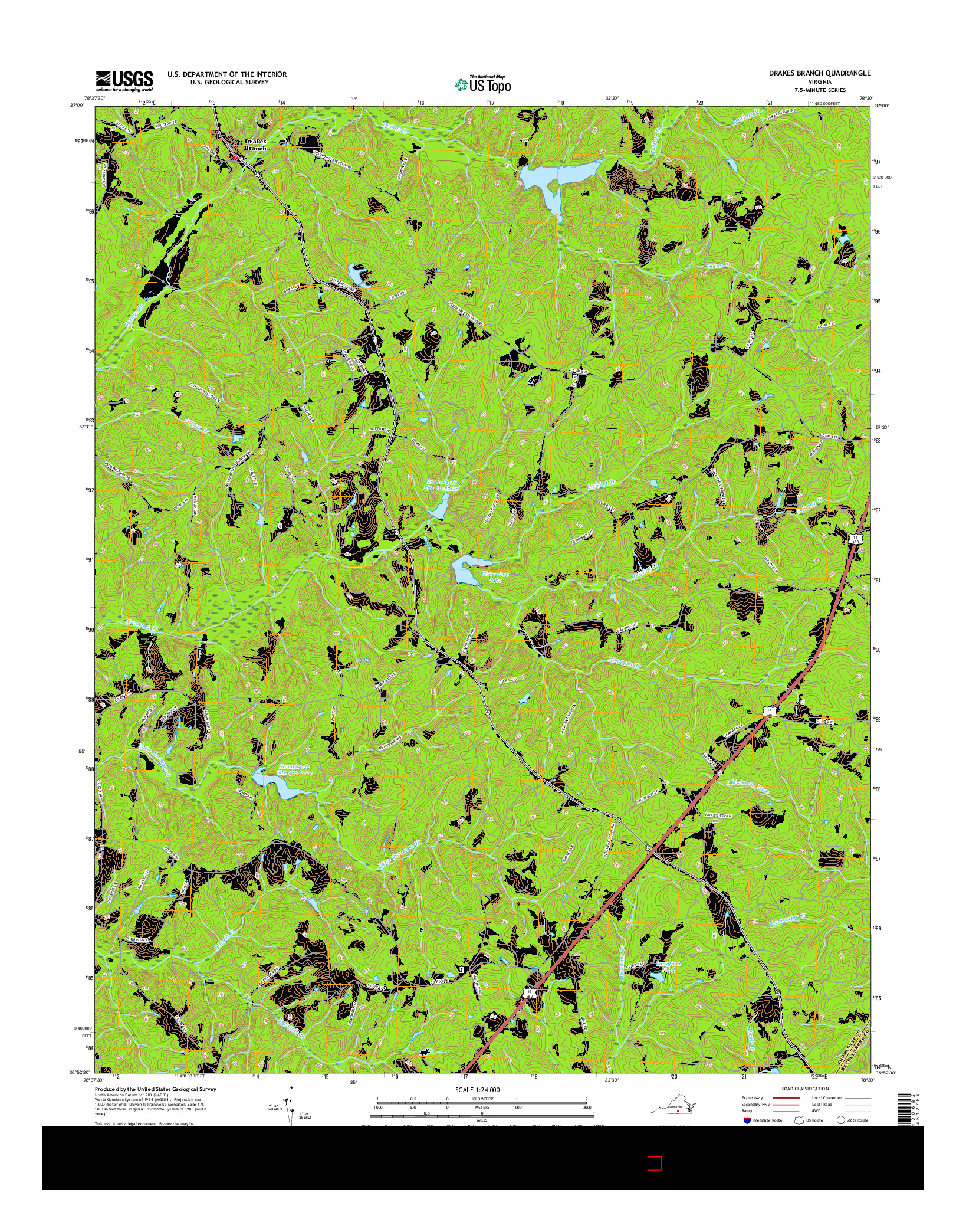 USGS US TOPO 7.5-MINUTE MAP FOR DRAKES BRANCH, VA 2016