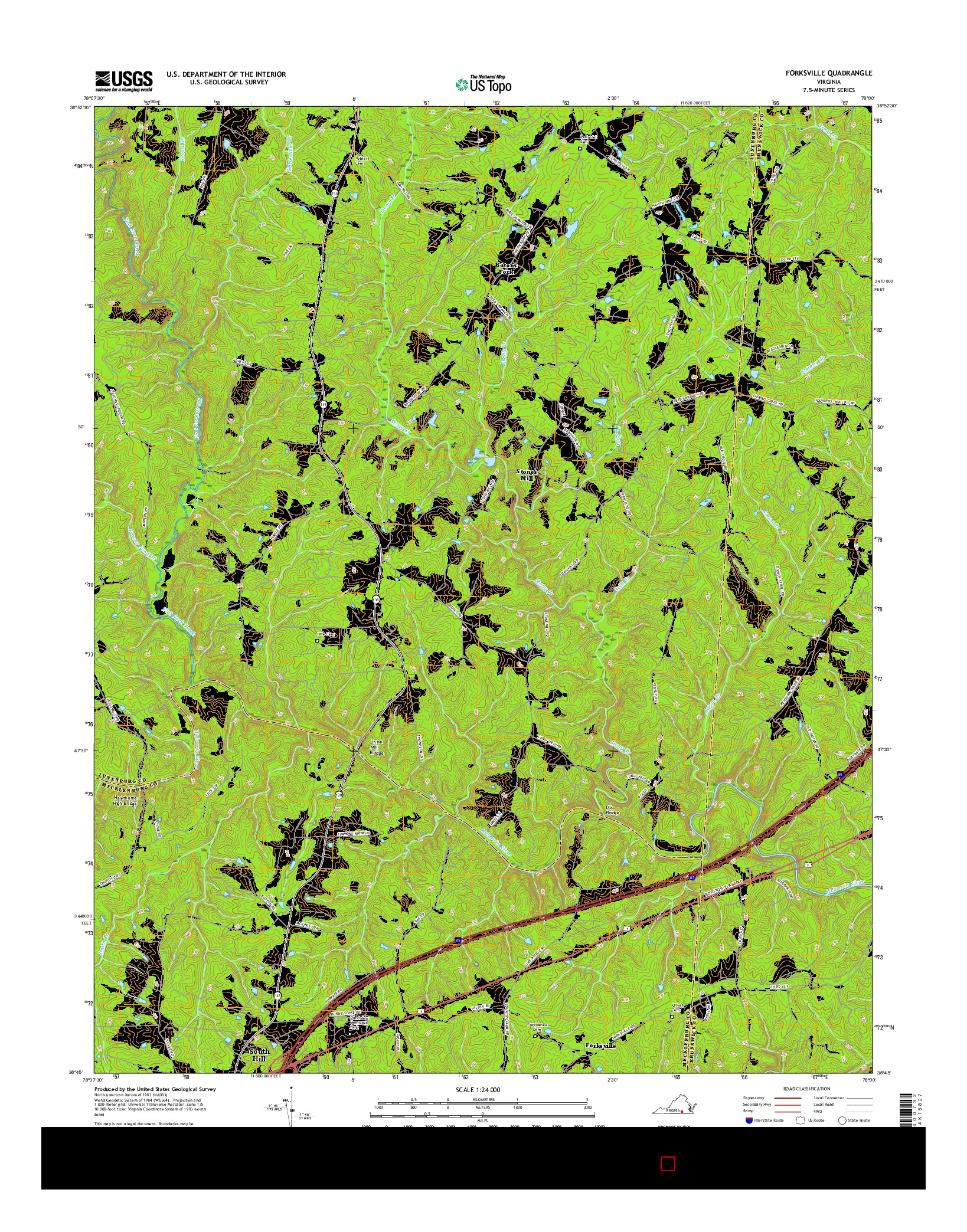 USGS US TOPO 7.5-MINUTE MAP FOR FORKSVILLE, VA 2016