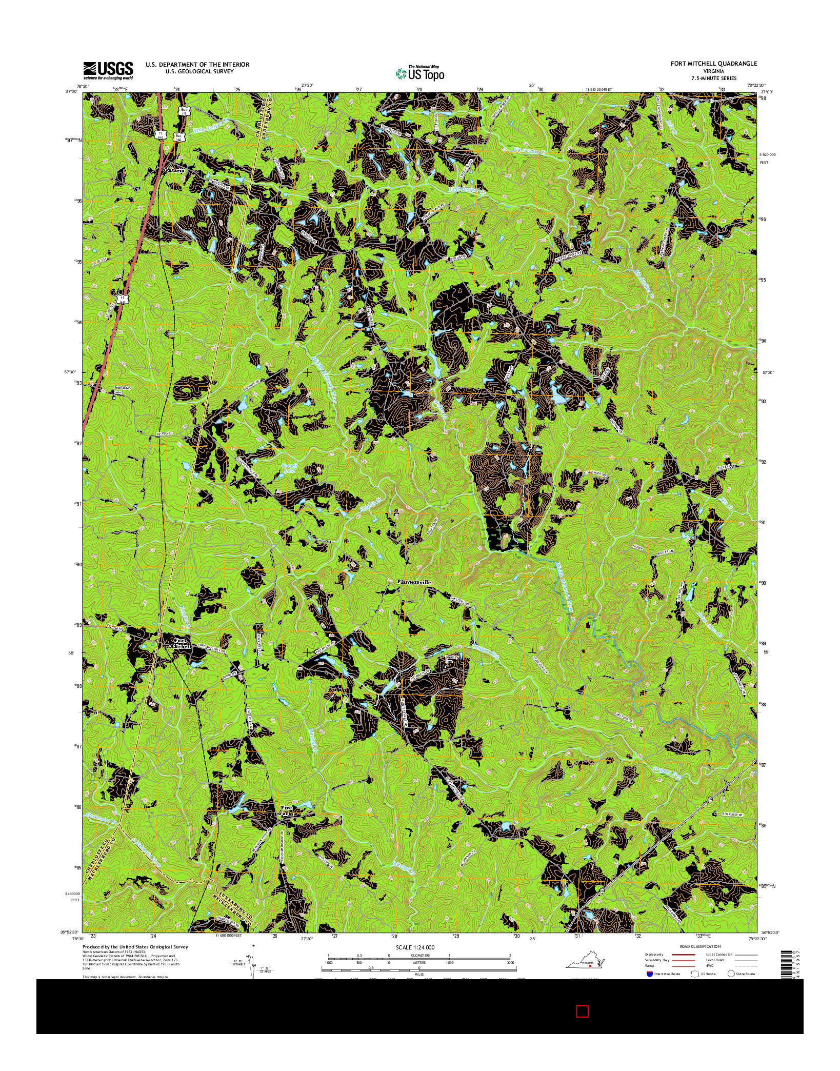 USGS US TOPO 7.5-MINUTE MAP FOR FORT MITCHELL, VA 2016