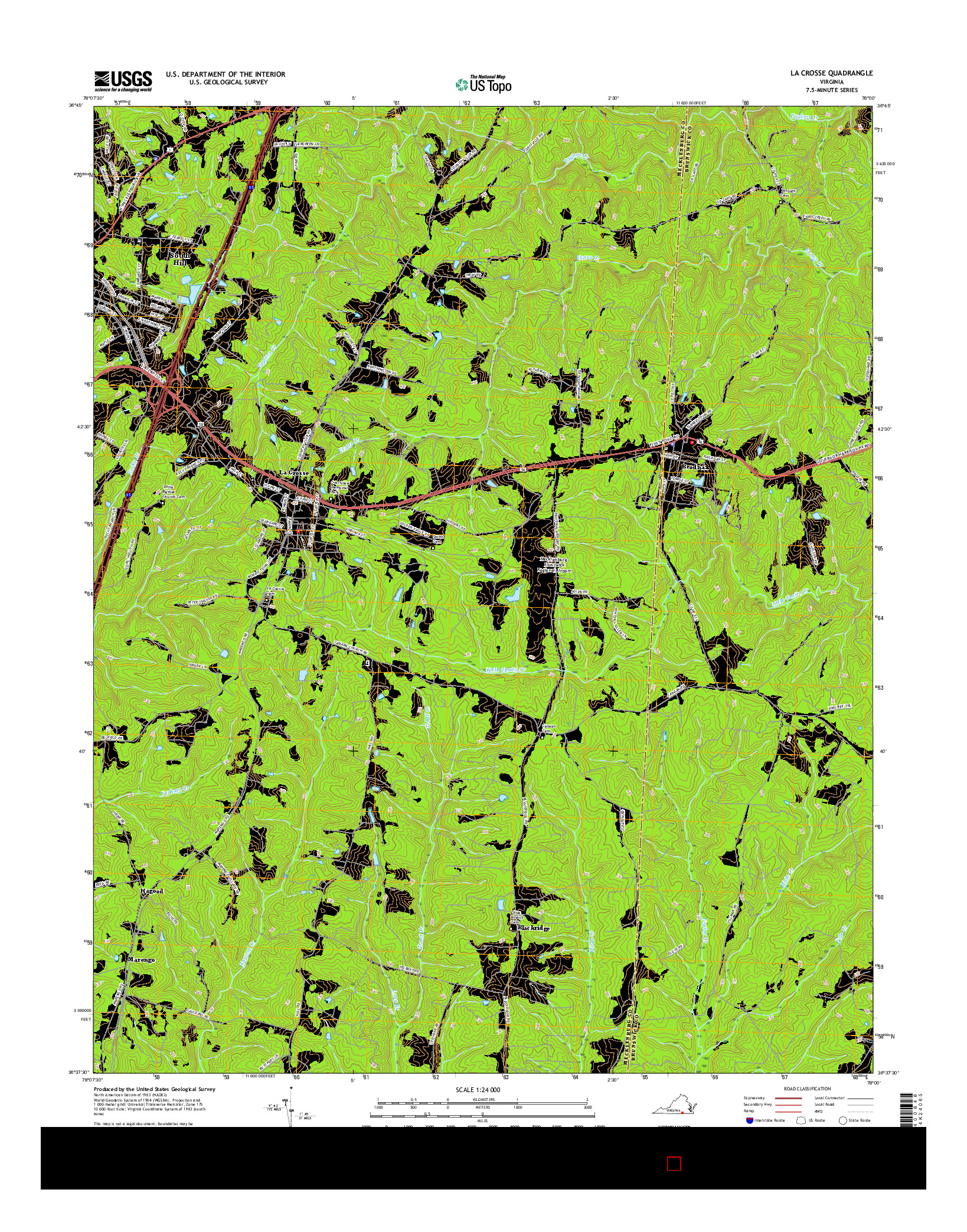 USGS US TOPO 7.5-MINUTE MAP FOR LA CROSSE, VA 2016