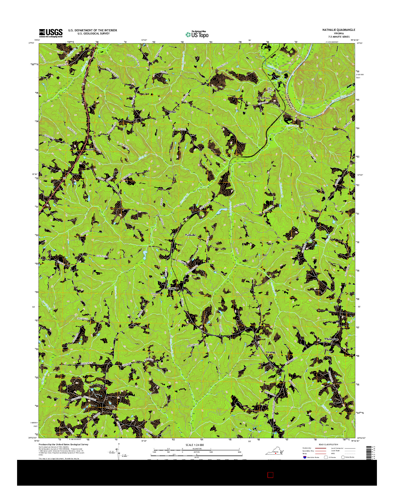 USGS US TOPO 7.5-MINUTE MAP FOR NATHALIE, VA 2016