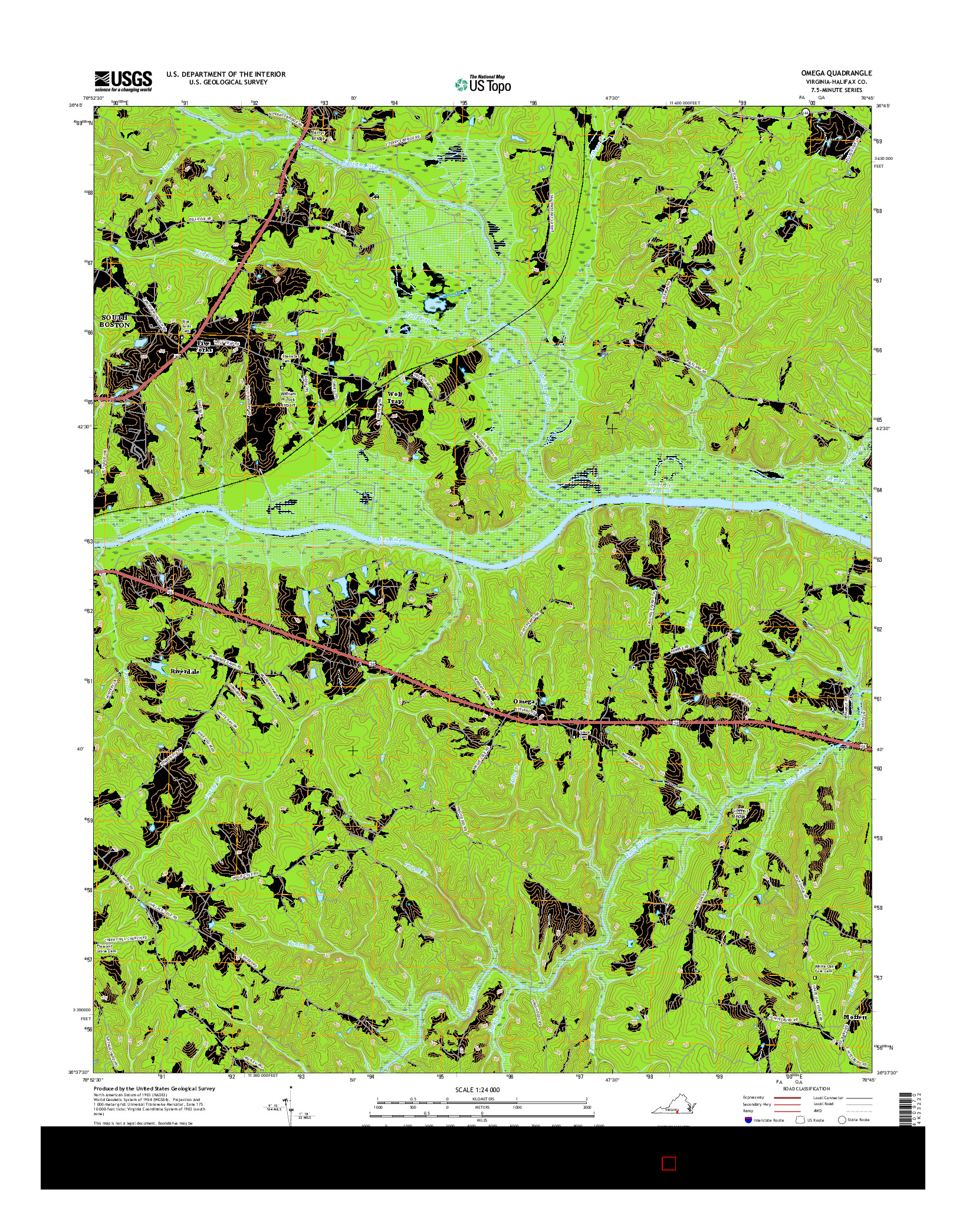 USGS US TOPO 7.5-MINUTE MAP FOR OMEGA, VA 2016