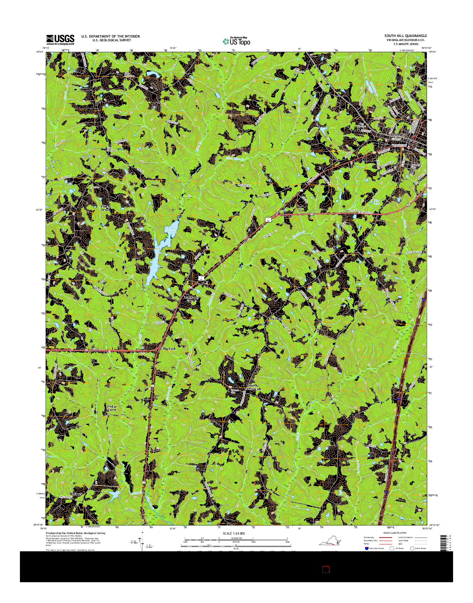 USGS US TOPO 7.5-MINUTE MAP FOR SOUTH HILL, VA 2016