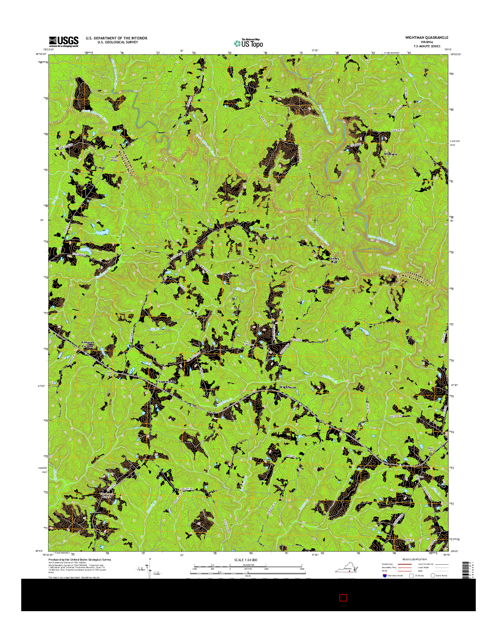 USGS US TOPO 7.5-MINUTE MAP FOR WIGHTMAN, VA 2016