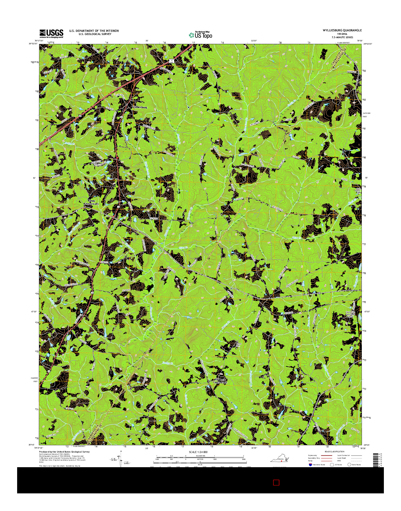 USGS US TOPO 7.5-MINUTE MAP FOR WYLLIESBURG, VA 2016