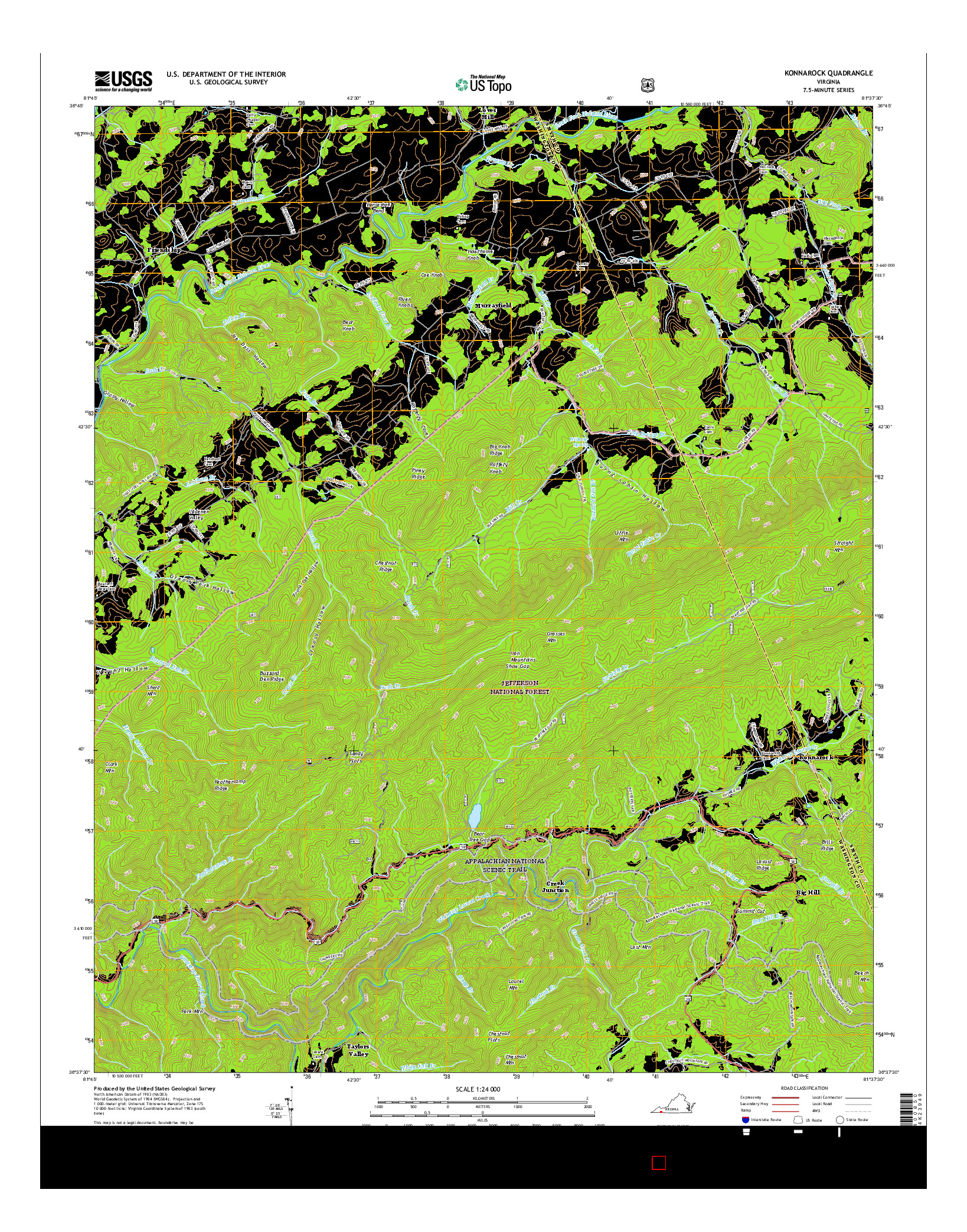 USGS US TOPO 7.5-MINUTE MAP FOR KONNAROCK, VA 2016