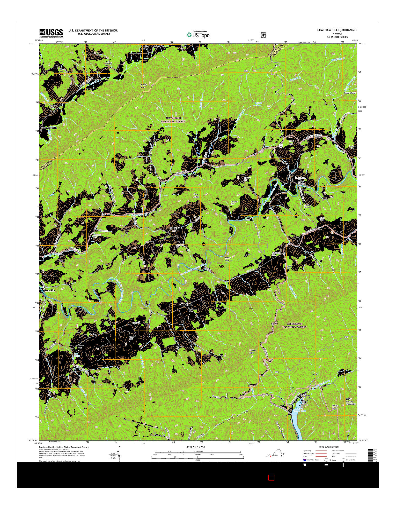 USGS US TOPO 7.5-MINUTE MAP FOR CHATHAM HILL, VA 2016