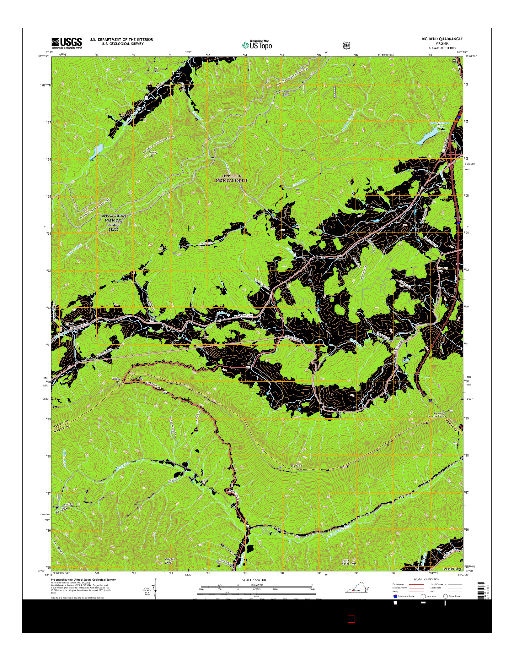 USGS US TOPO 7.5-MINUTE MAP FOR BIG BEND, VA 2016