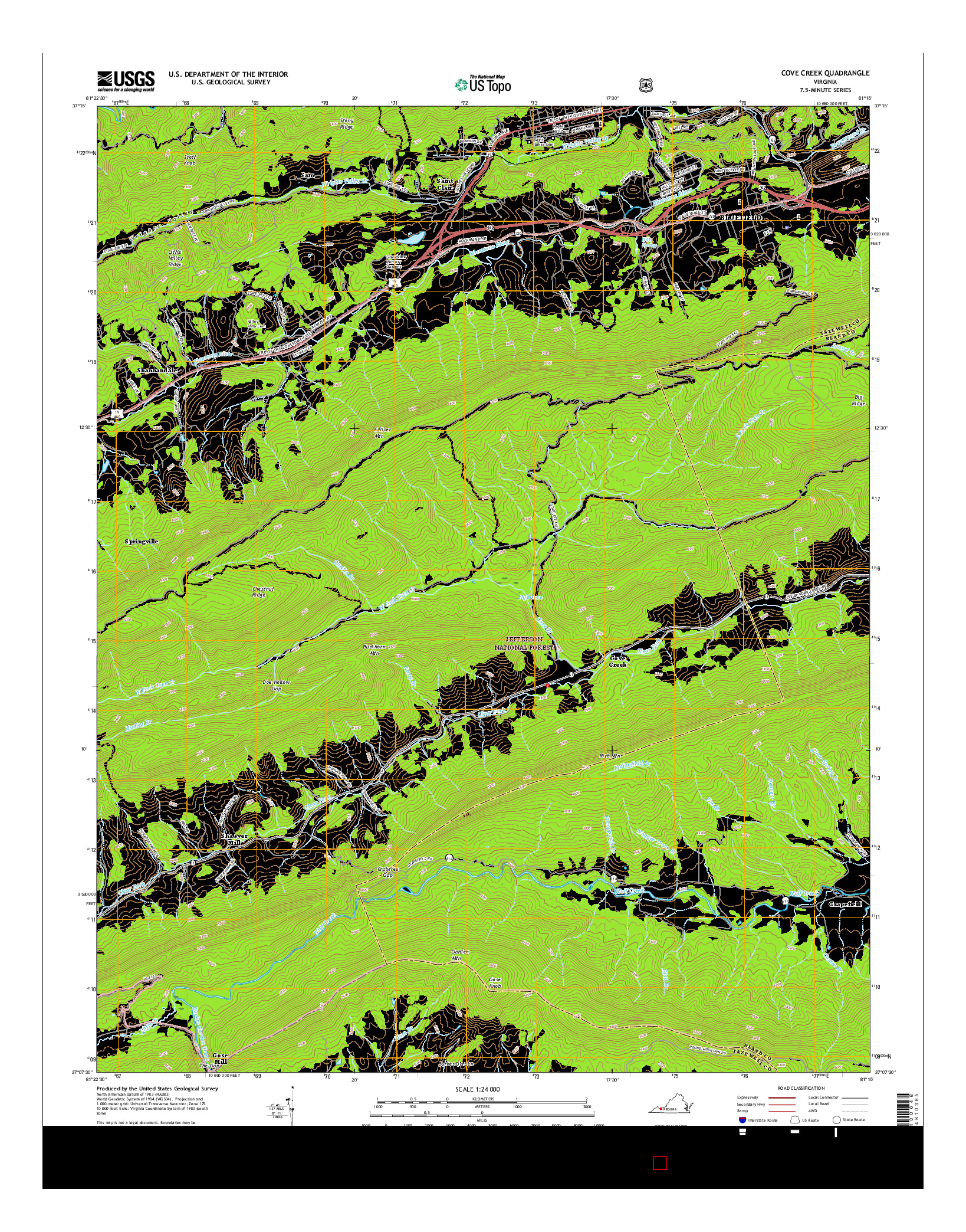 USGS US TOPO 7.5-MINUTE MAP FOR COVE CREEK, VA 2016