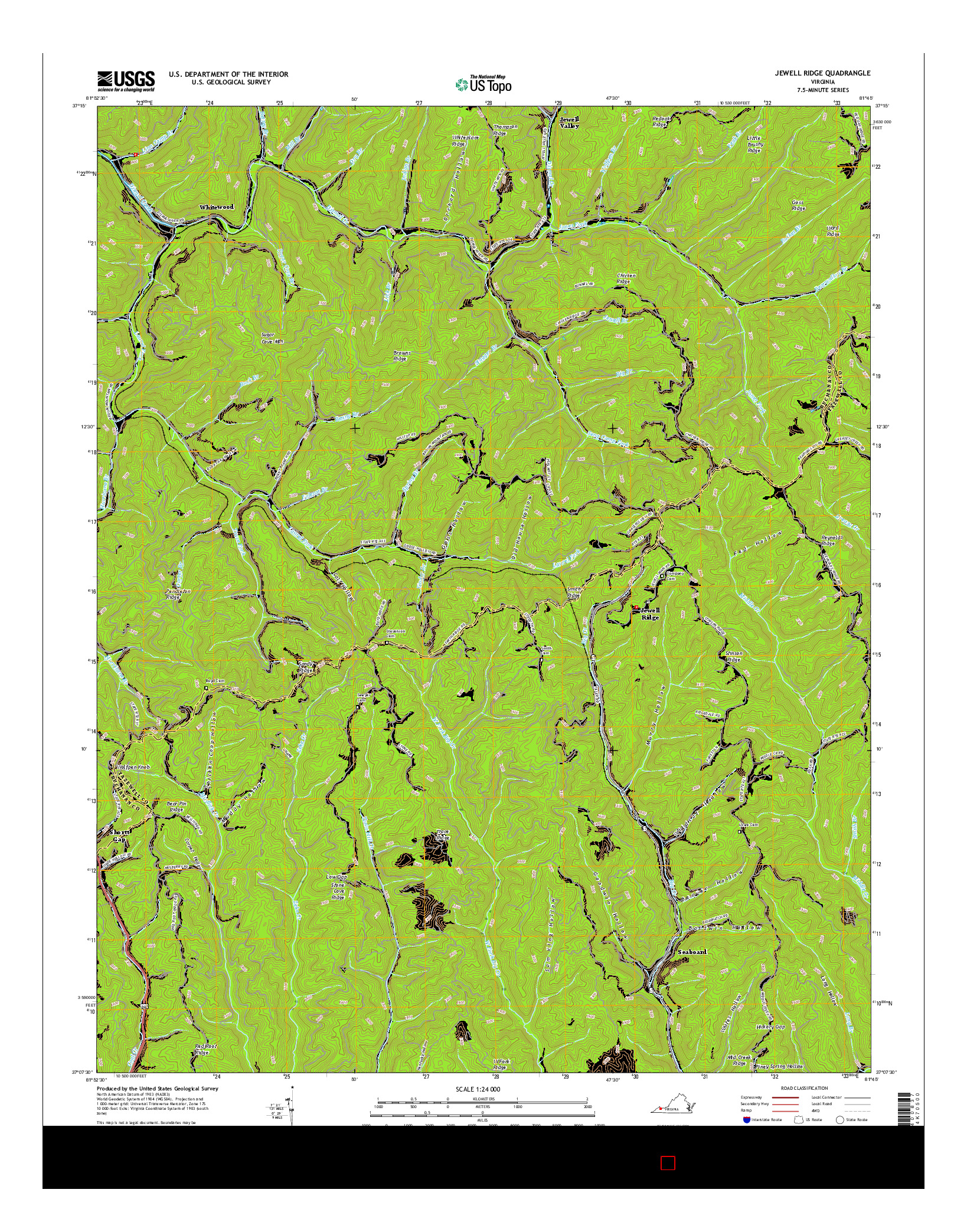 USGS US TOPO 7.5-MINUTE MAP FOR JEWELL RIDGE, VA 2016