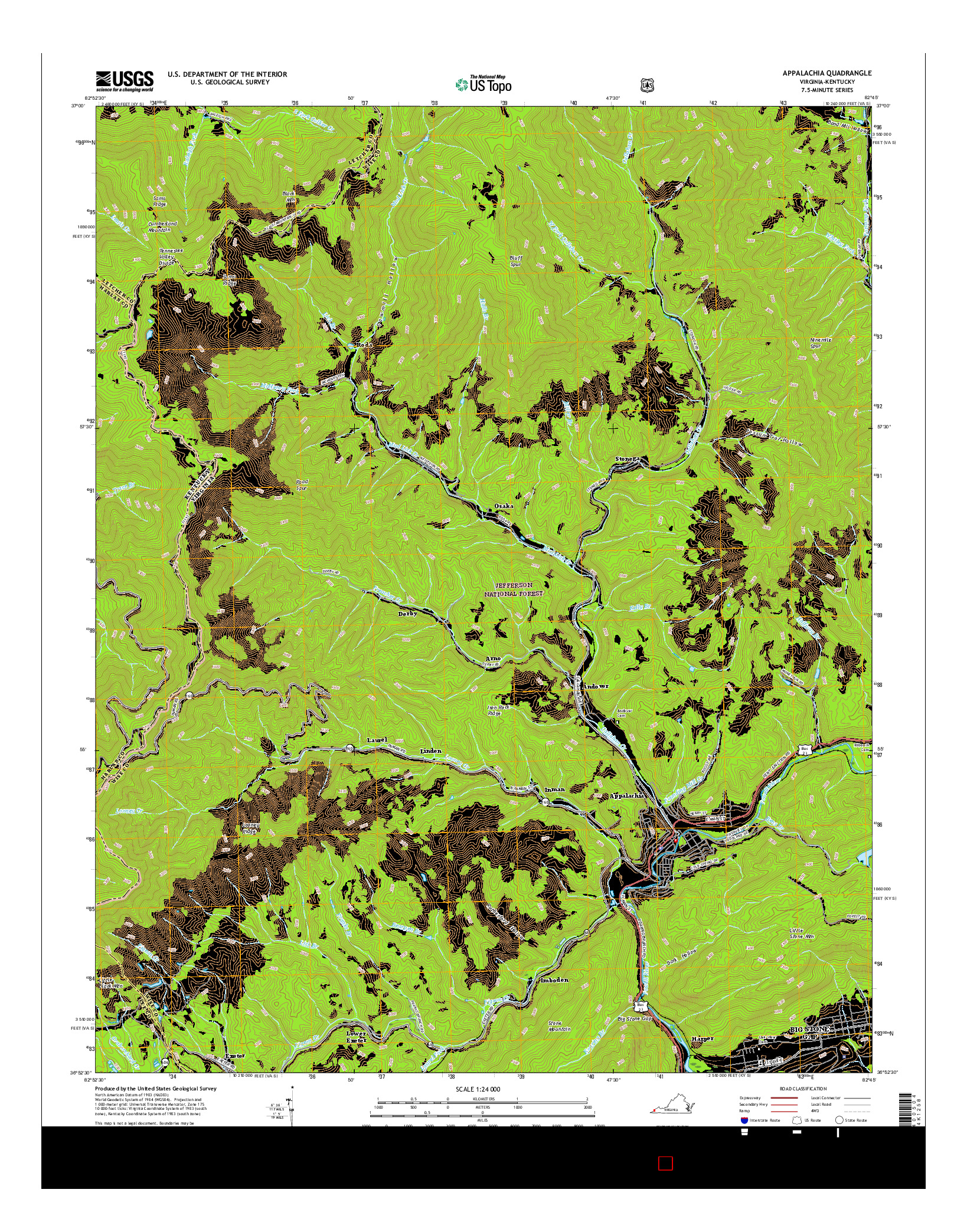USGS US TOPO 7.5-MINUTE MAP FOR APPALACHIA, VA-KY 2016
