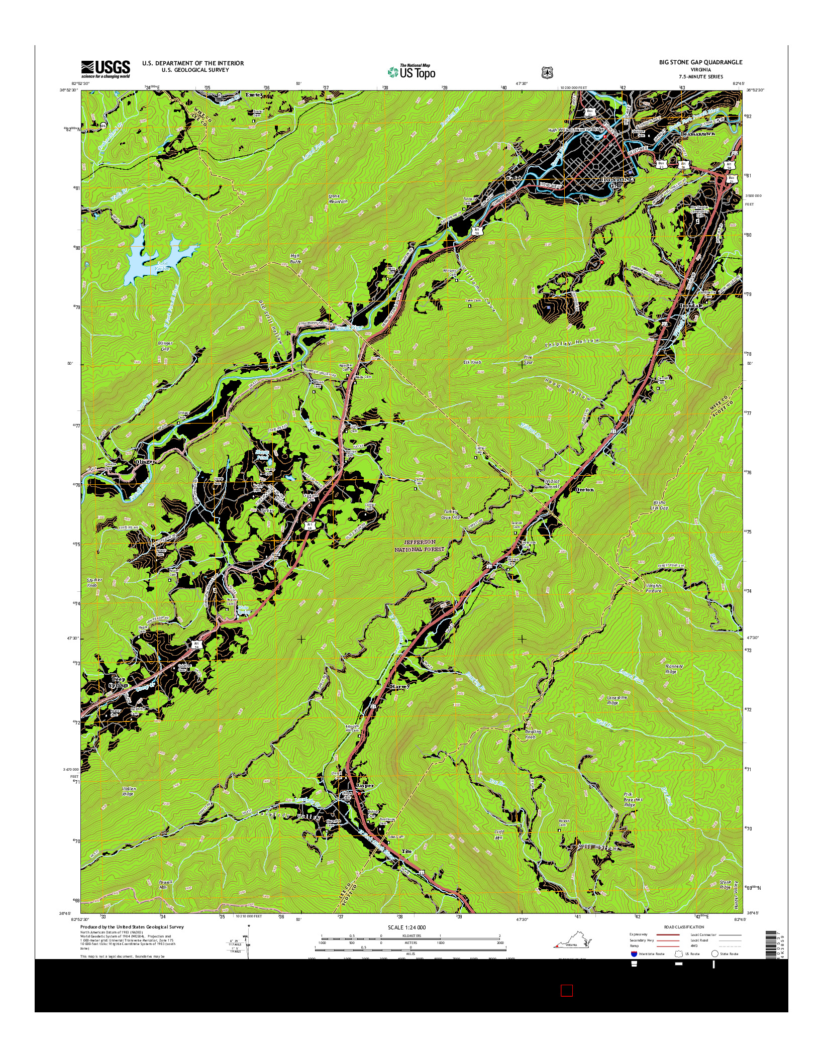 USGS US TOPO 7.5-MINUTE MAP FOR BIG STONE GAP, VA 2016