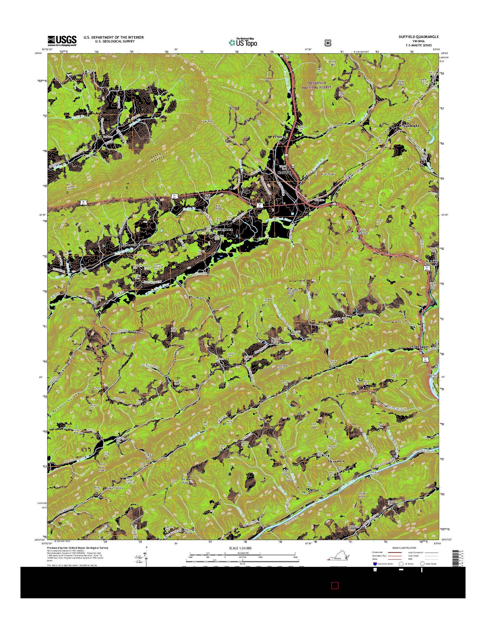 USGS US TOPO 7.5-MINUTE MAP FOR DUFFIELD, VA 2016